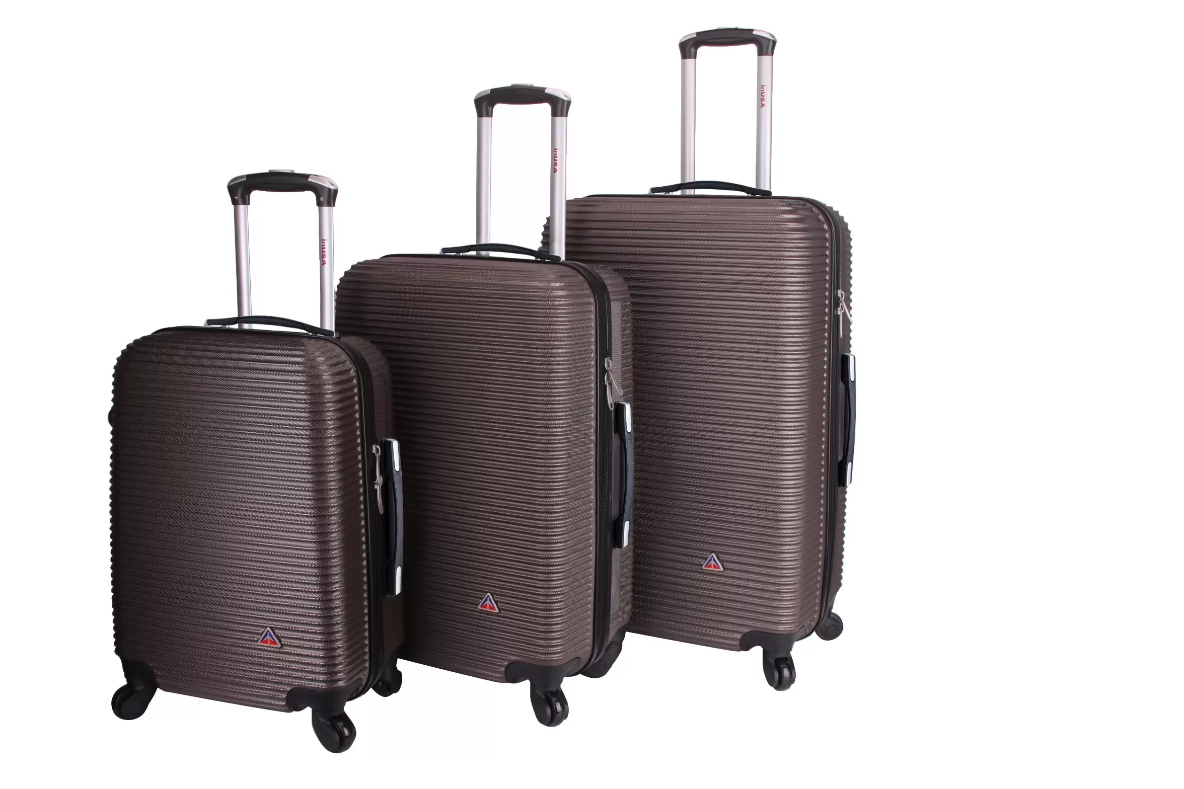 InUSA Royal 3-Piece Hardside Luggage Sets with Spinner Wheels. Handle. and Trolley. (20/28/32). Brown