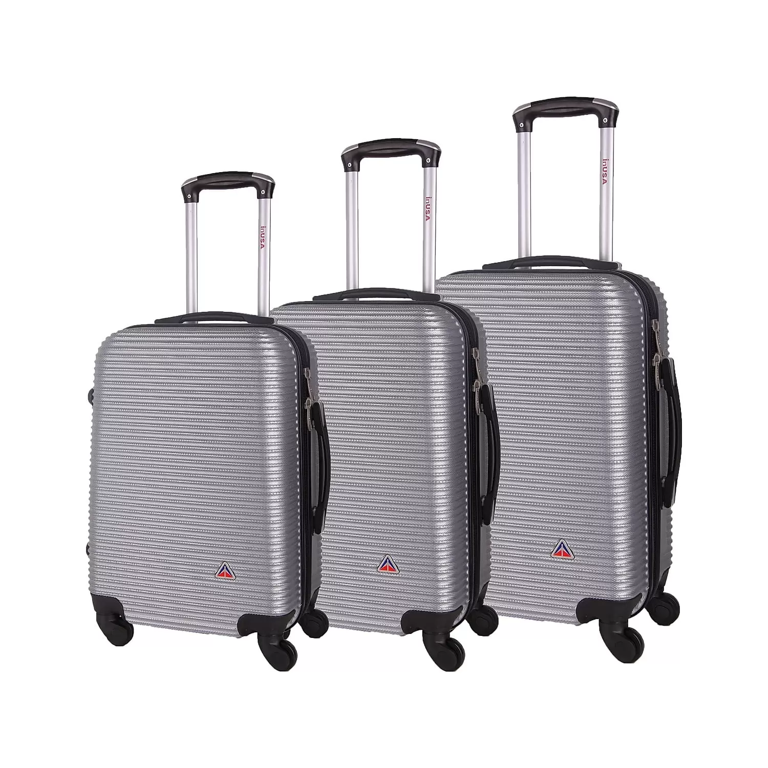 InUSA Royal 3-Piece Plastic Luggage Set Silver (IUROYSML-SIL)