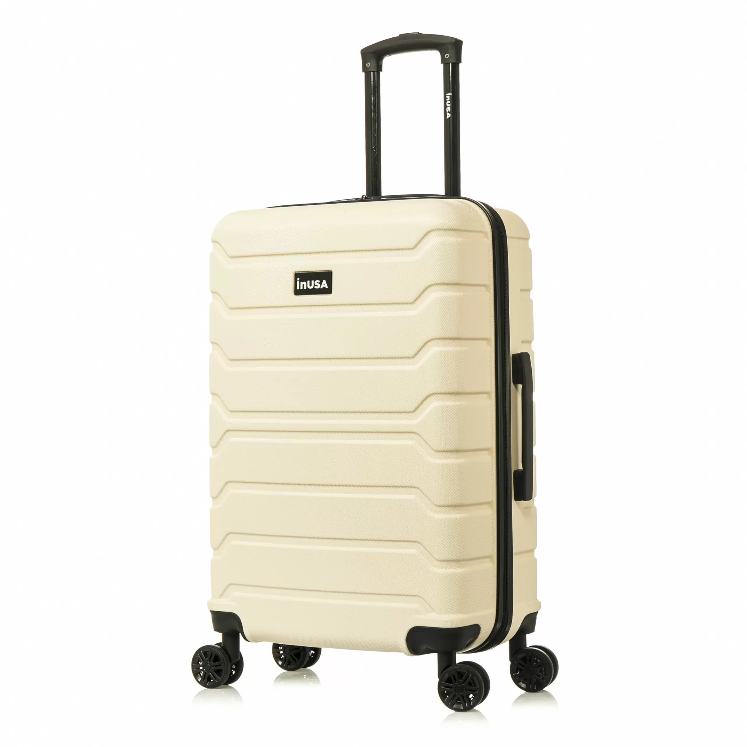 InUSA Trend 24 Hardside Lightweight Luggage with Spinner Wheels. Handle. and Trolley. Sand