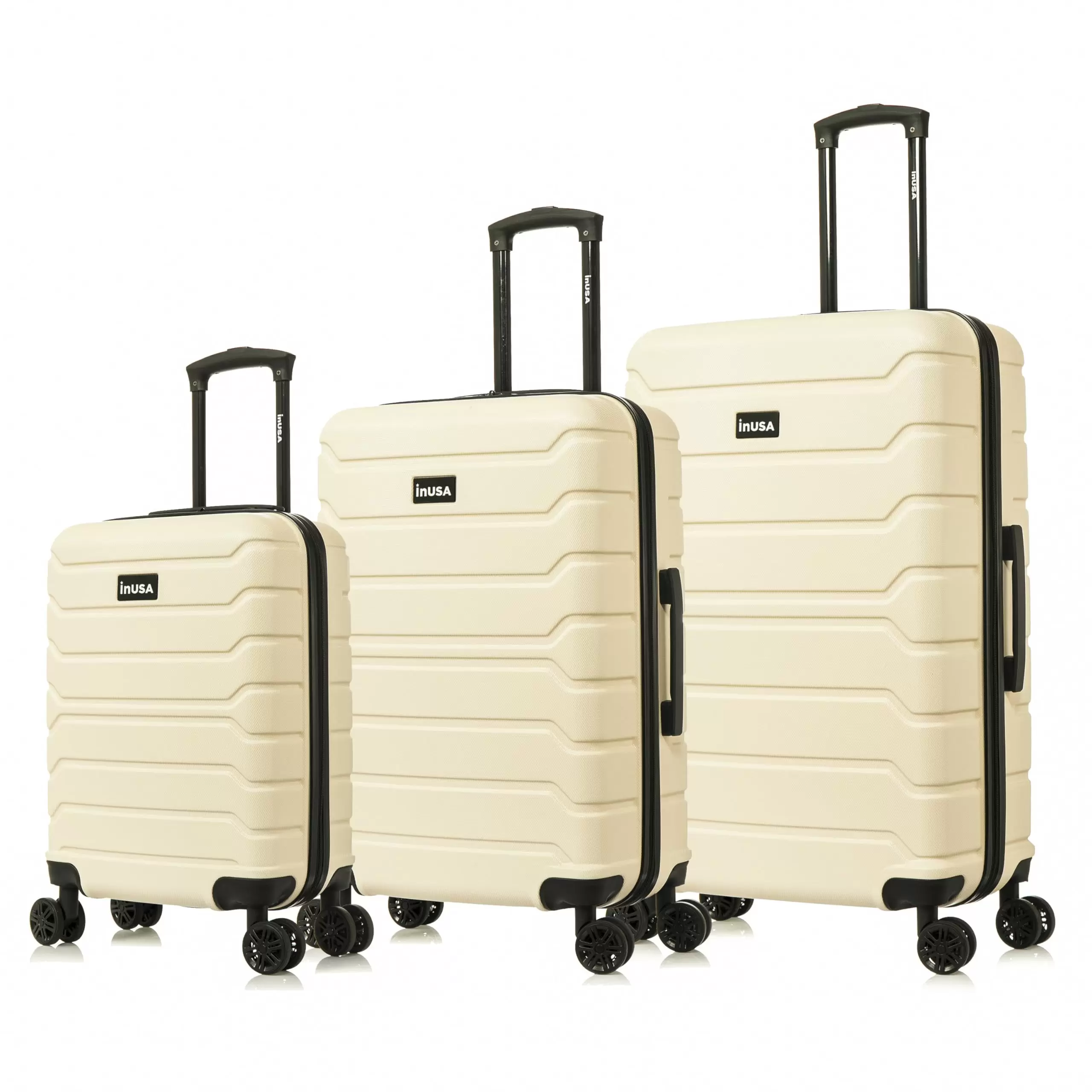 InUSA Trend 3-Piece Hardside Luggage Sets with Spinner Wheels. Handle. Trolley. (20/24/28). Sand