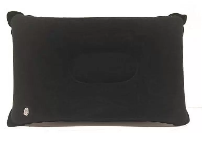 Inflatable Rectangle Travel Camping Pillow Easy Inflate Velvet Cover Compact [Black]