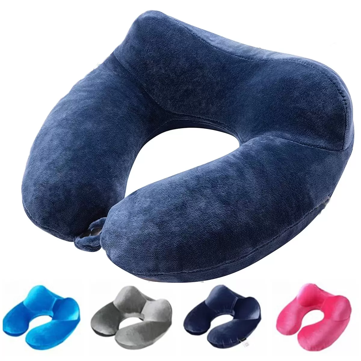 Inflatable Travel Neck Pillow for Airplanes. Trains. Cars. Portable Travel Accessory Neck Pillow With Carrying Pouch