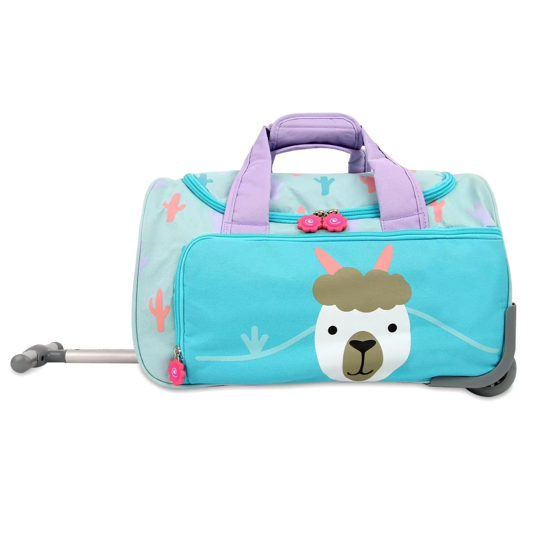 J World Boys and Girls Kids travel Duffle Bag with Wheels Carry-on Luggage. Llama