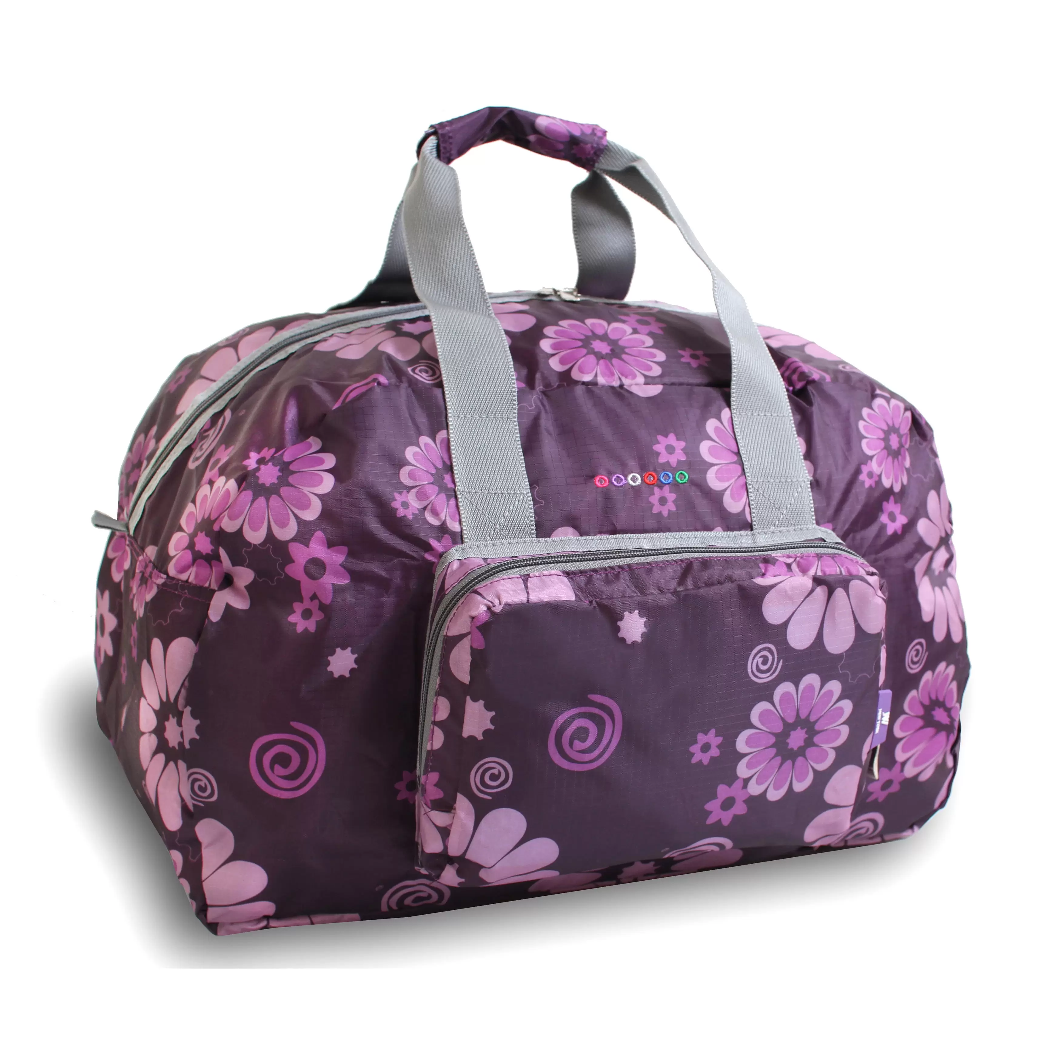 J World Purple Flower Buena Foldable 19-inch Carry-on Duffel Bag