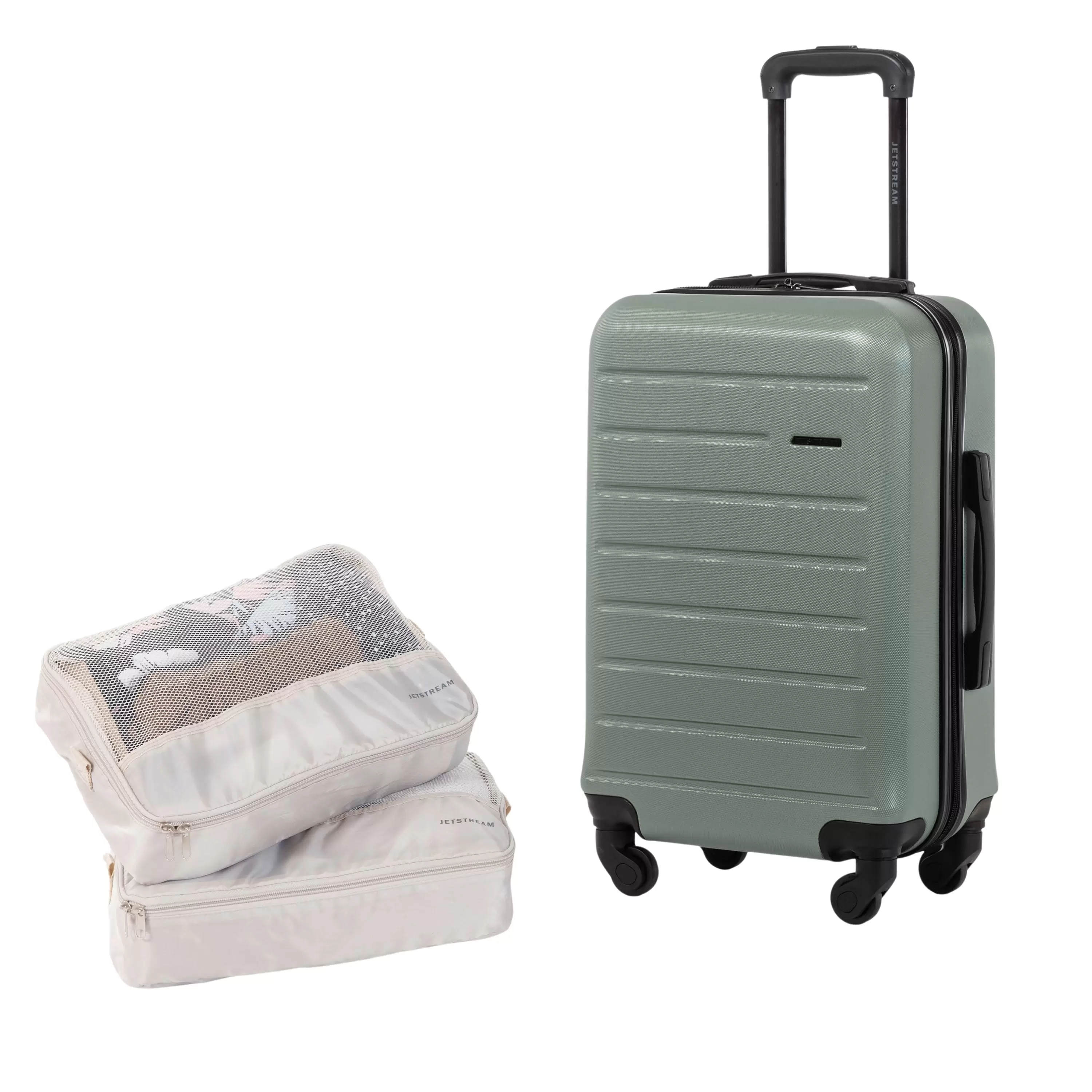 JETSTREAM 20 Hardside Spinner Rolling Carry-on Luggage. Durable ABS. with 2pcs Packing Cubes. Green