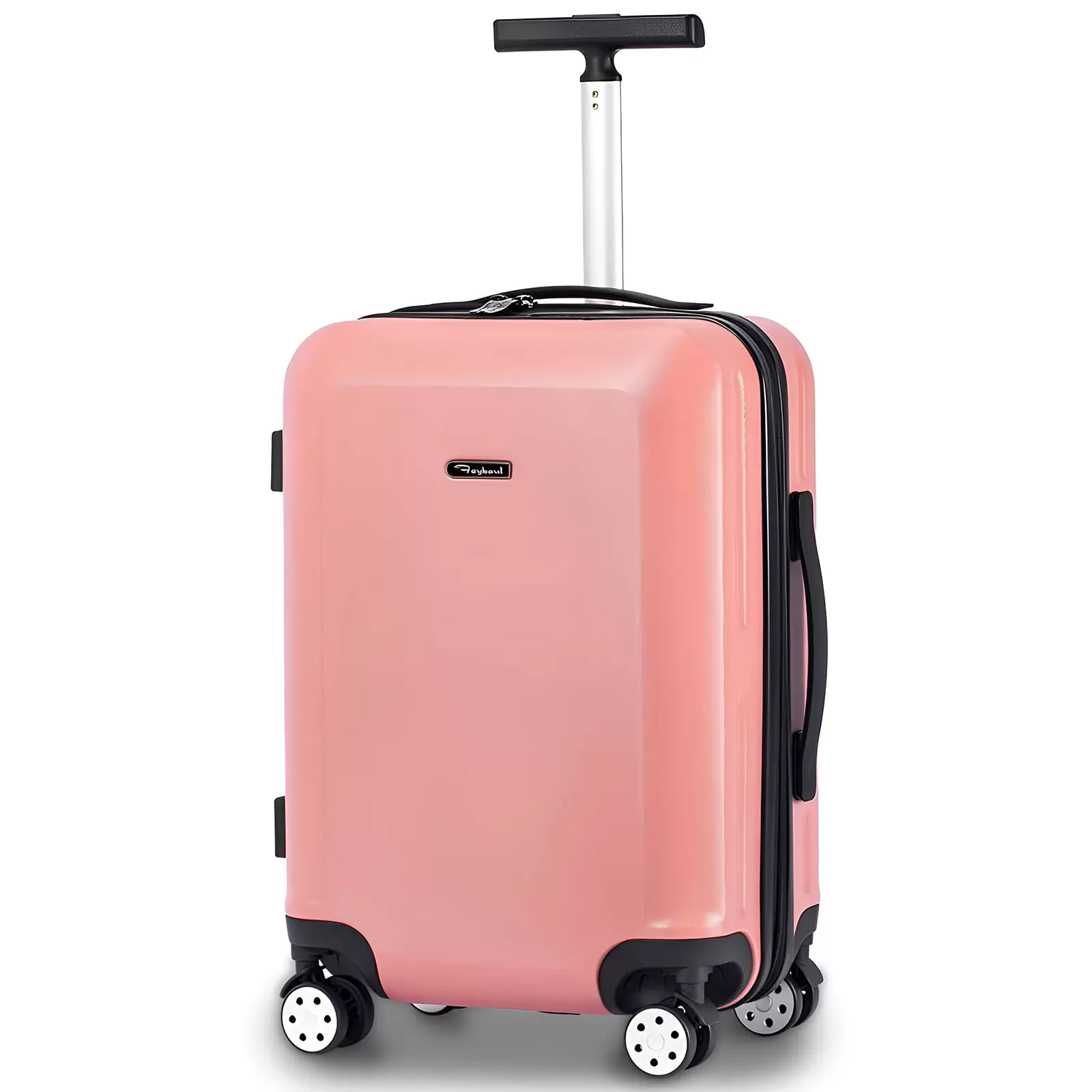 JZRSuitcase 24inch Luggage PC+ABS Hardside Suitcase Single Aluminum Handle Trolley Bag with Spinner Wheels Built-in TSA Lock. Pink