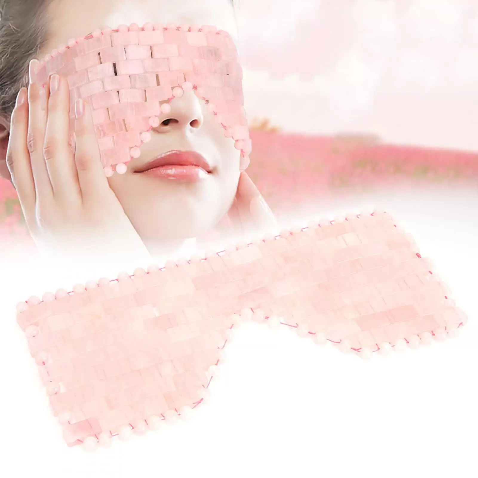 Jade Stone Eye Mask Cooling Sleeping Eye Mask Cold Therapy Eye Treatment MassagerRose Quartz