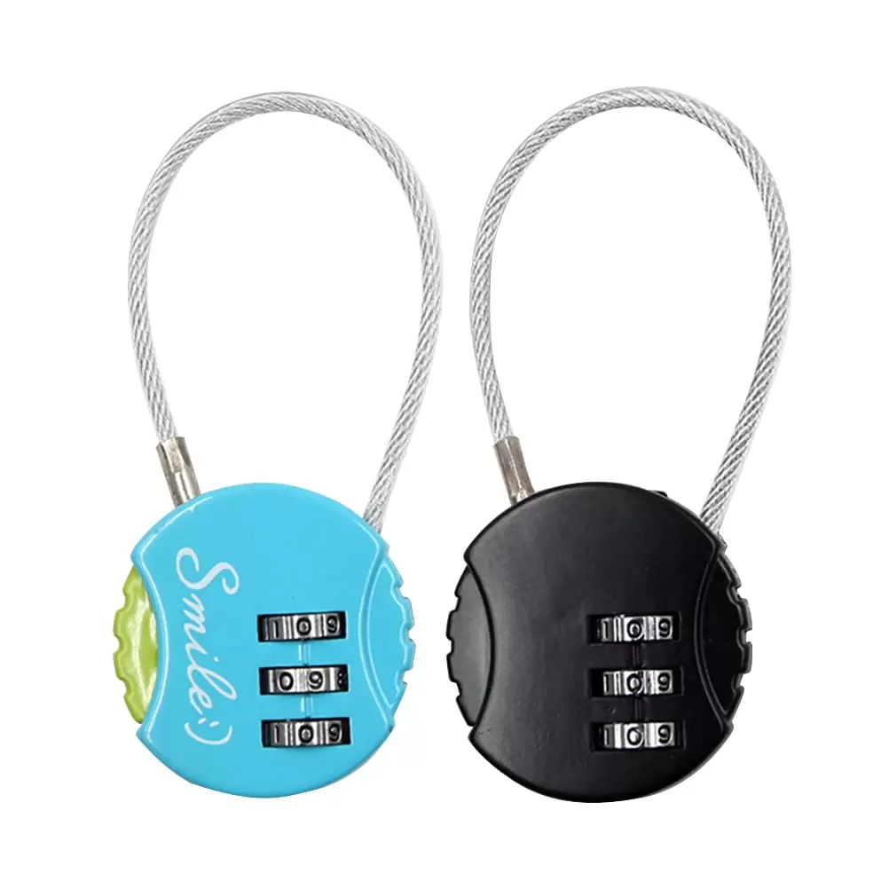 Jibingyi 2pcs Luggage Antitheft Lock Metal Fitness Room Wardrobe Steel Wire Password Lock for Outdoor (Random Color)