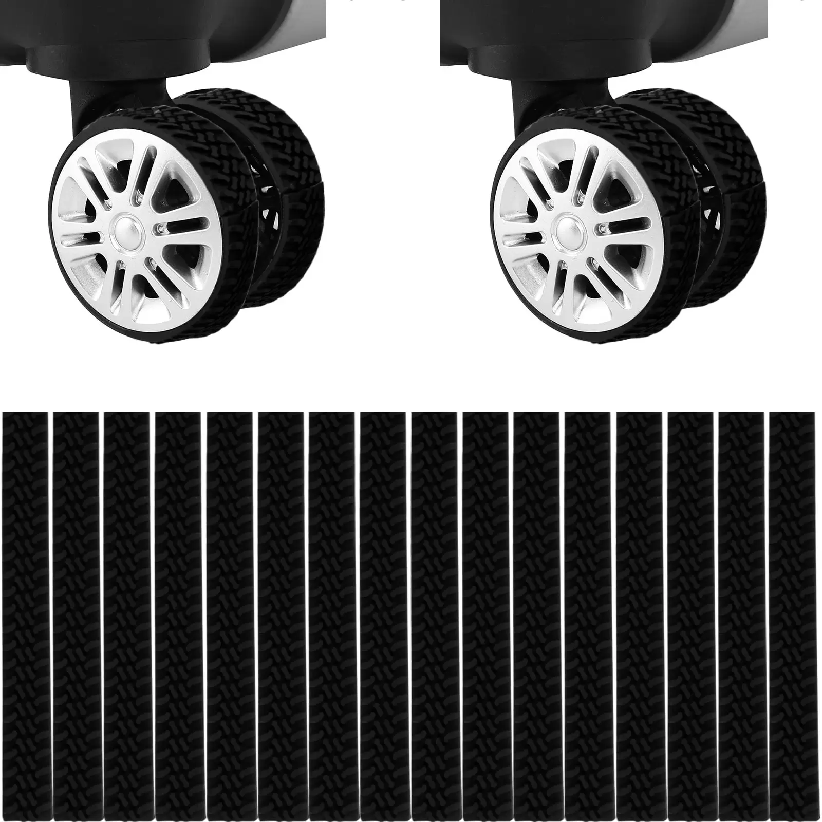 Jokapy 16 Pcs Luggage Wheel Covers. Silicone Luggage Suitcase Wheels Protector. Black