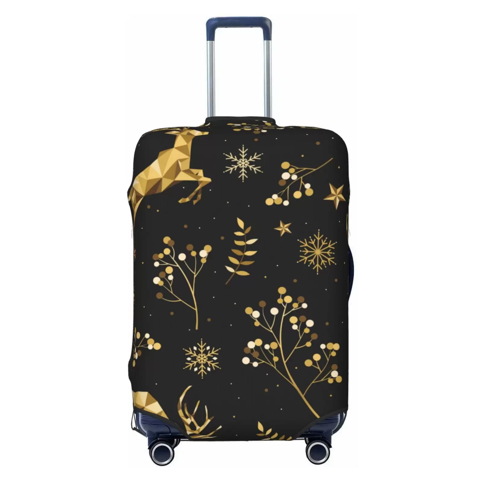 Junzan Christmas Gold Deers1 Print Washable Luggage Cover - Fashion Suitcase Protector Fits 18-32 Inch Luggage