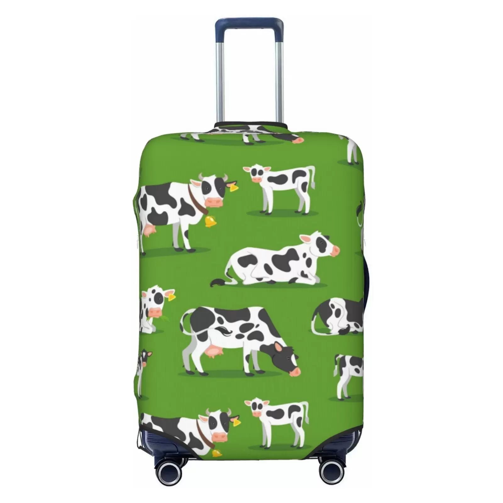 Junzan Cows With Calfs Green Print Washable Luggage Cover - Fashion Suitcase Protector Fits 18-32 Inch Luggage