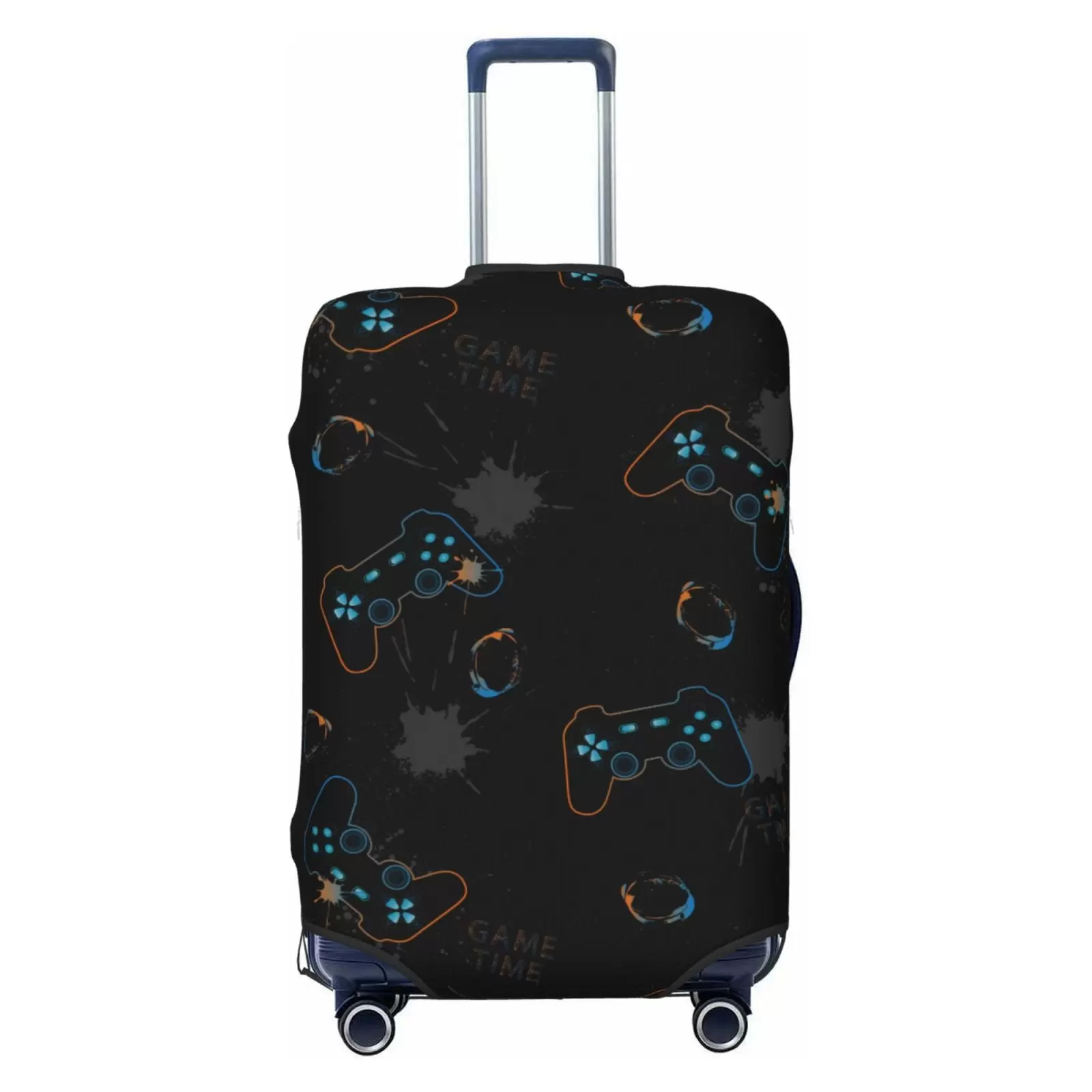 Junzan Game Time Print Washable Luggage Cover - Fashion Suitcase Protector Fits 18-32 Inch Luggage