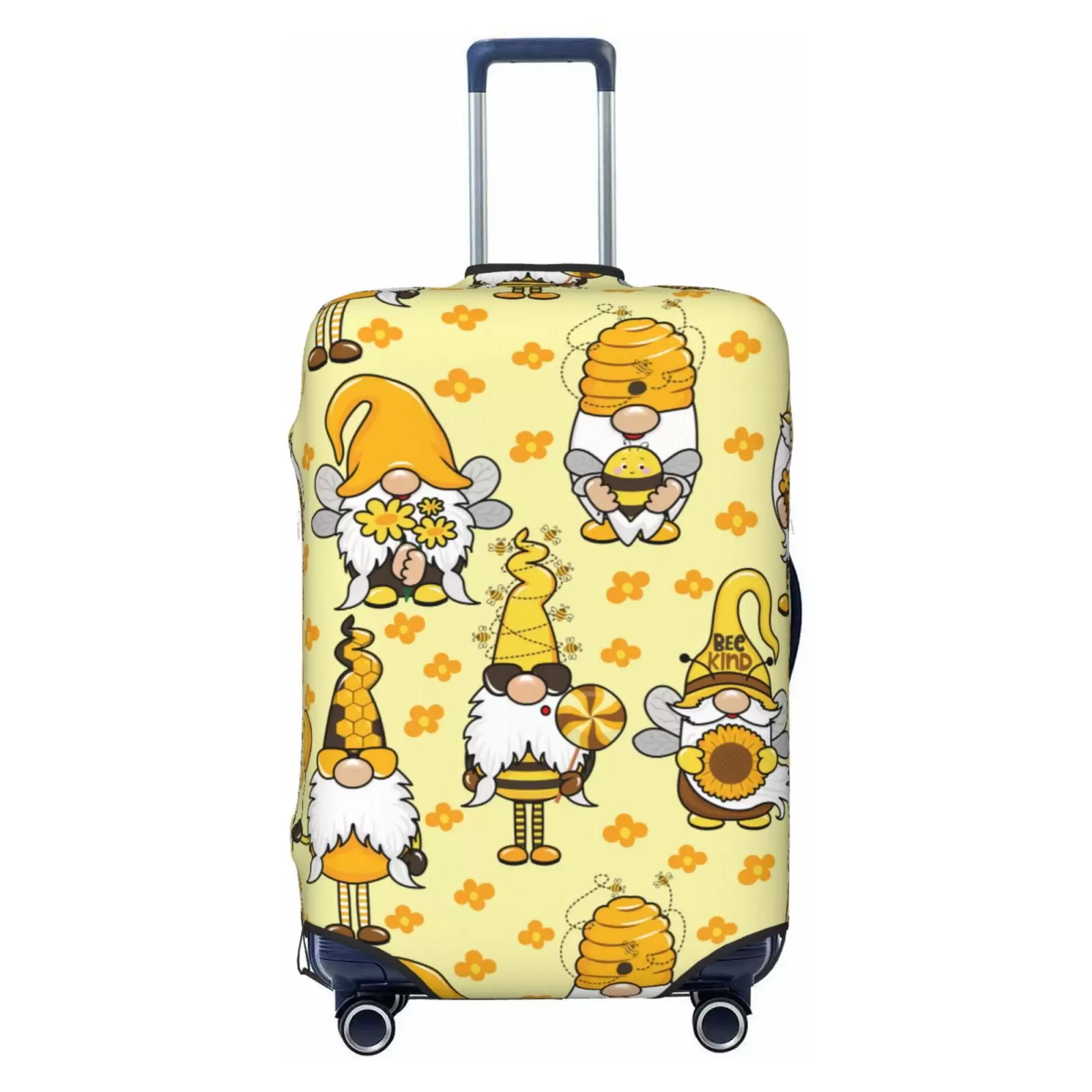 Junzan Garden Honeybee Gnomes Print Washable Luggage Cover - Fashion Suitcase Protector Fits 18-32 Inch Luggage