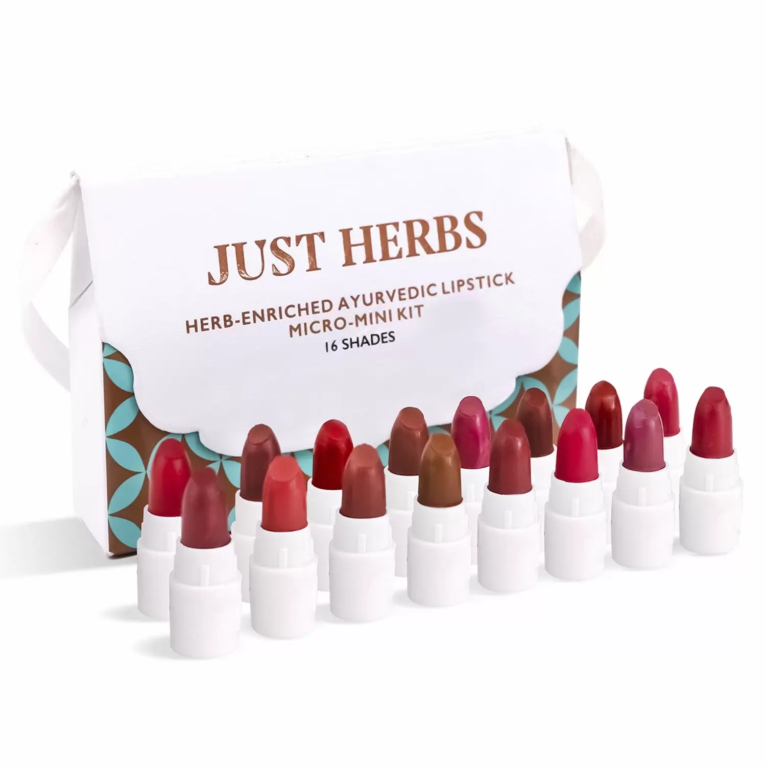 Just Herbs Ayurvedic Lipstick Micro-Mini Trial Kit. Multicolor 38gm ( Pack of 16)