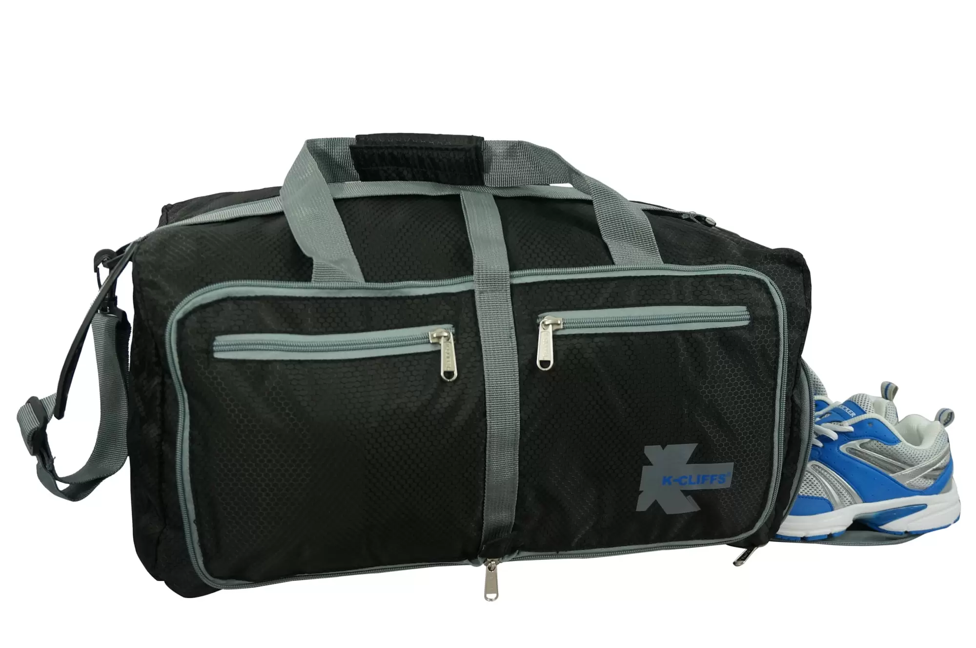 K-Cliffs 28 Foldable. Durable Duffel Bag. Lightweight Travel. Sport Gym Bag with Shoe Compartment. Black