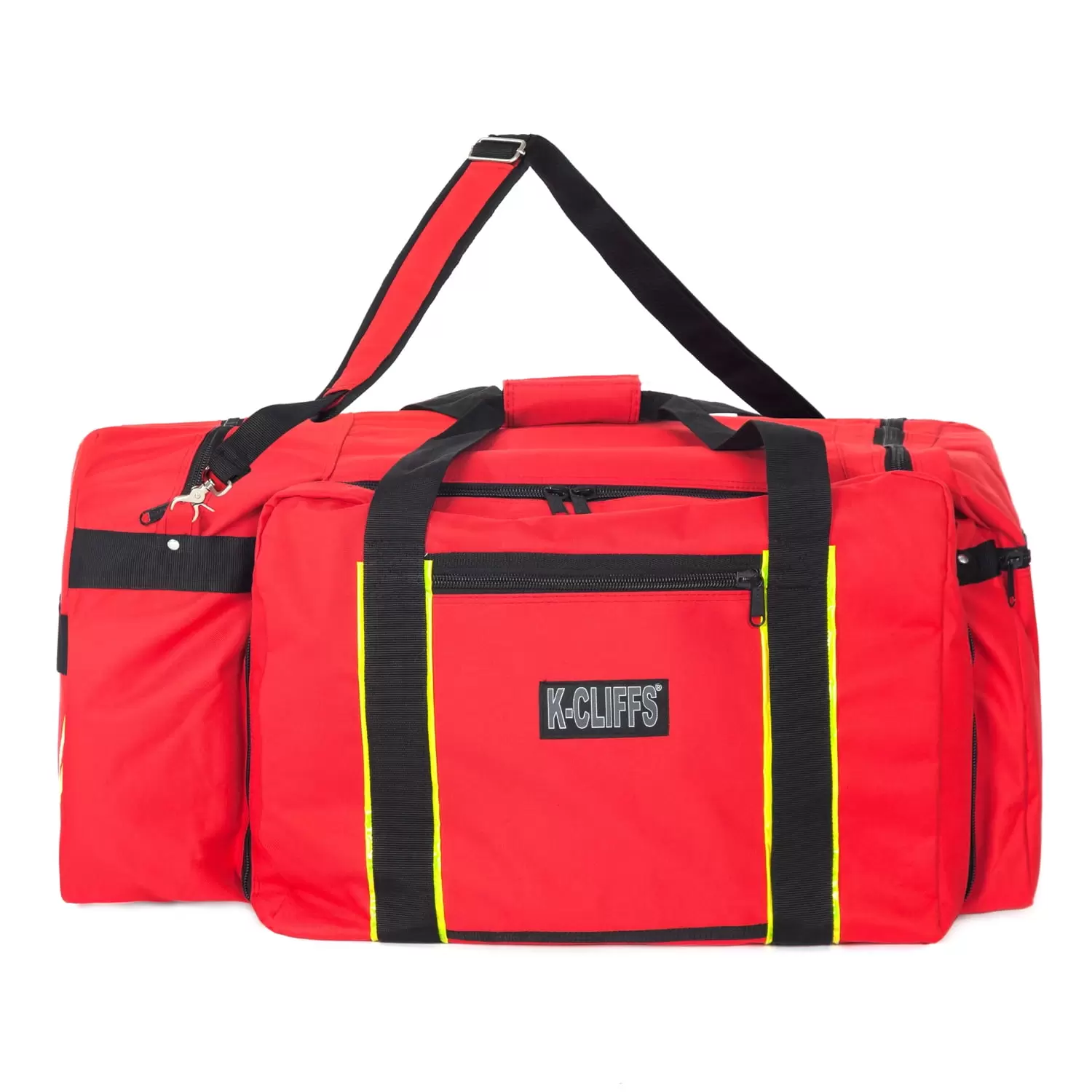 K-Cliffs Fire Fighter Duffel EMT Rescue Gear Fireman Equipment Travel Bag With Helmet Pocket Red