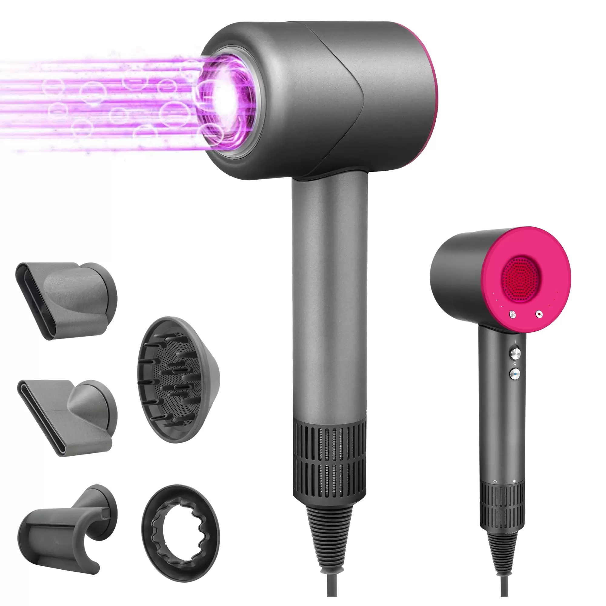 KELTEROOM Hair Dryer with Diffuser. Negative Ionic Blow Dryer with 110. 000 RPM Brushless Motor for Fast Drying. High-Speed Thermo-Control Hairdryer with Magnetic Nozzles. Perfect for Home. Travel