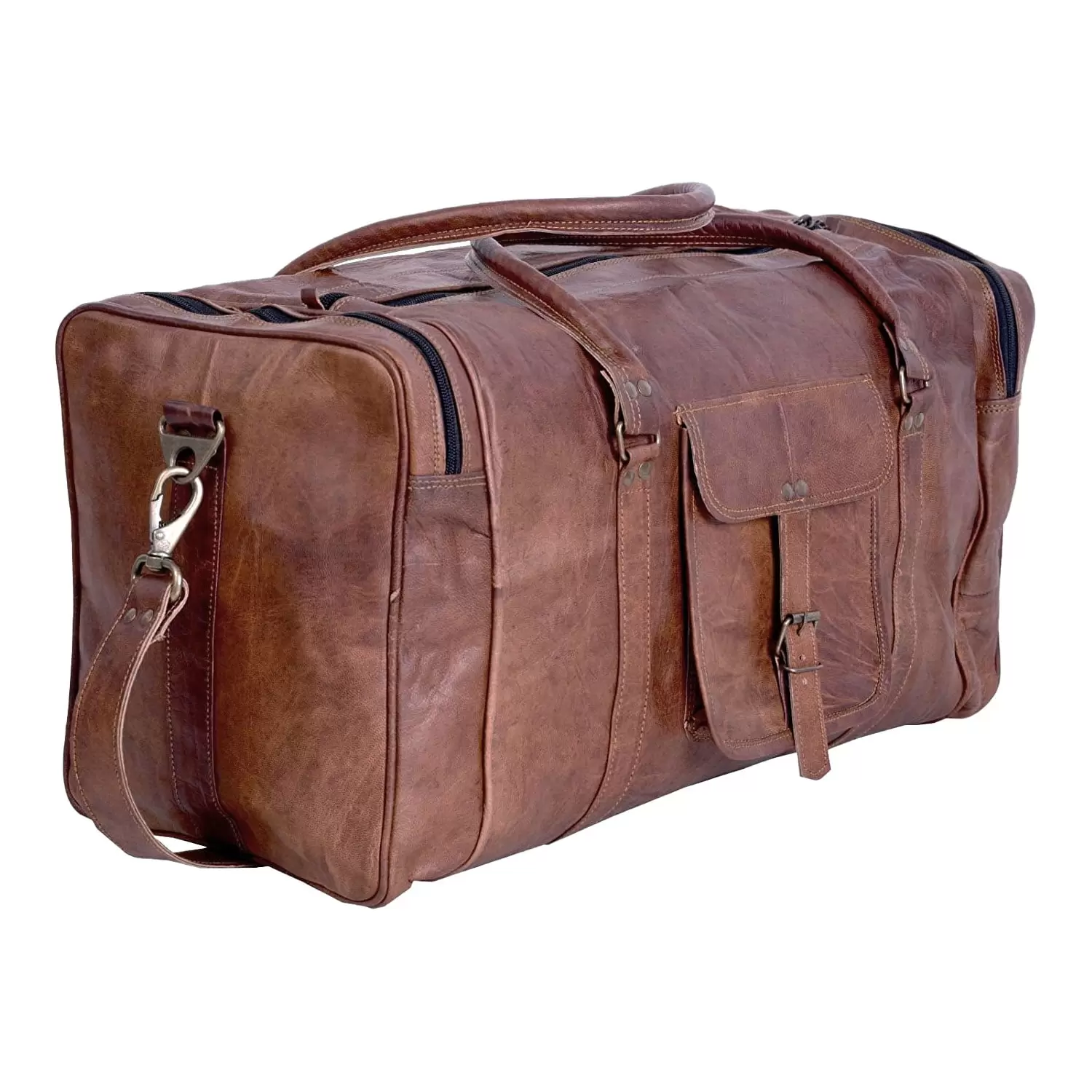 KPL 21 Inch Vintage Leather Duffel Travel Gym Sports Overnight Weekend Duffle Bags for men and women