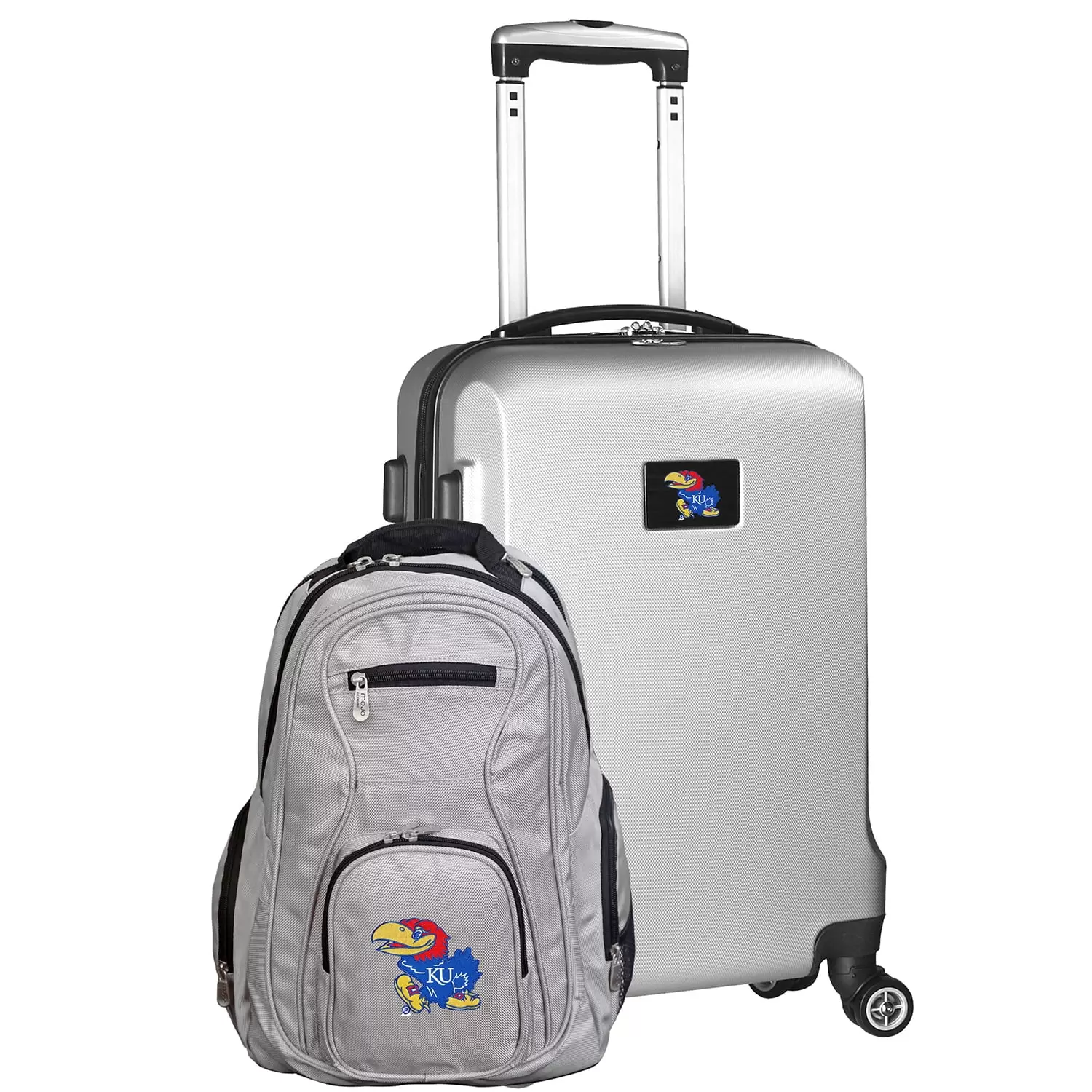 Kansas Jayhawks Deluxe 2-Piece Backpack and Carry-On Set - Silver