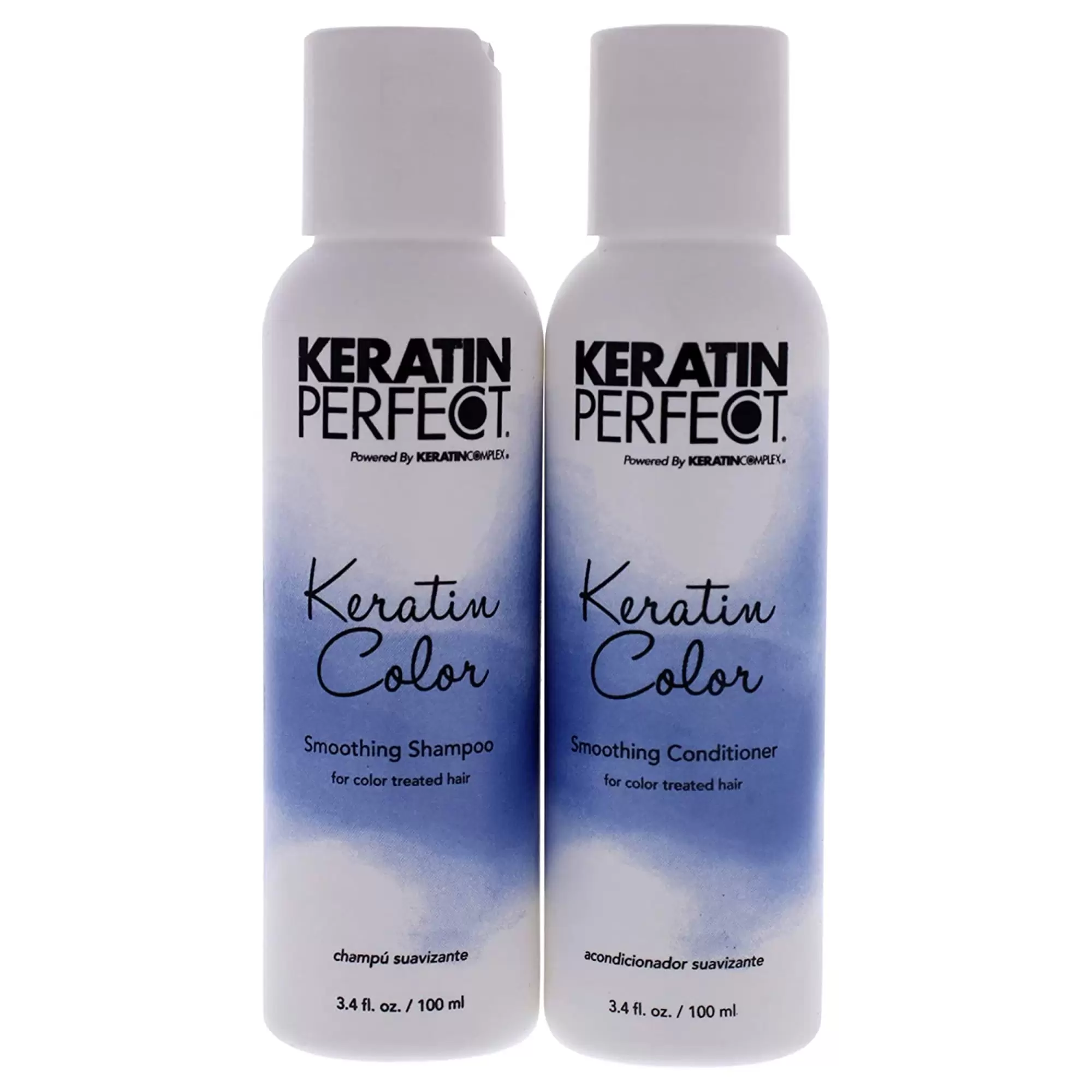 Keratin Perfect Color Travel Duo. Shampoo & Conditioner- For Color Treated Hair. Softens & Protects - Prolongs Keratin Treatment. No Added Sulfates/Sodium Chloride. 3.4 Oz