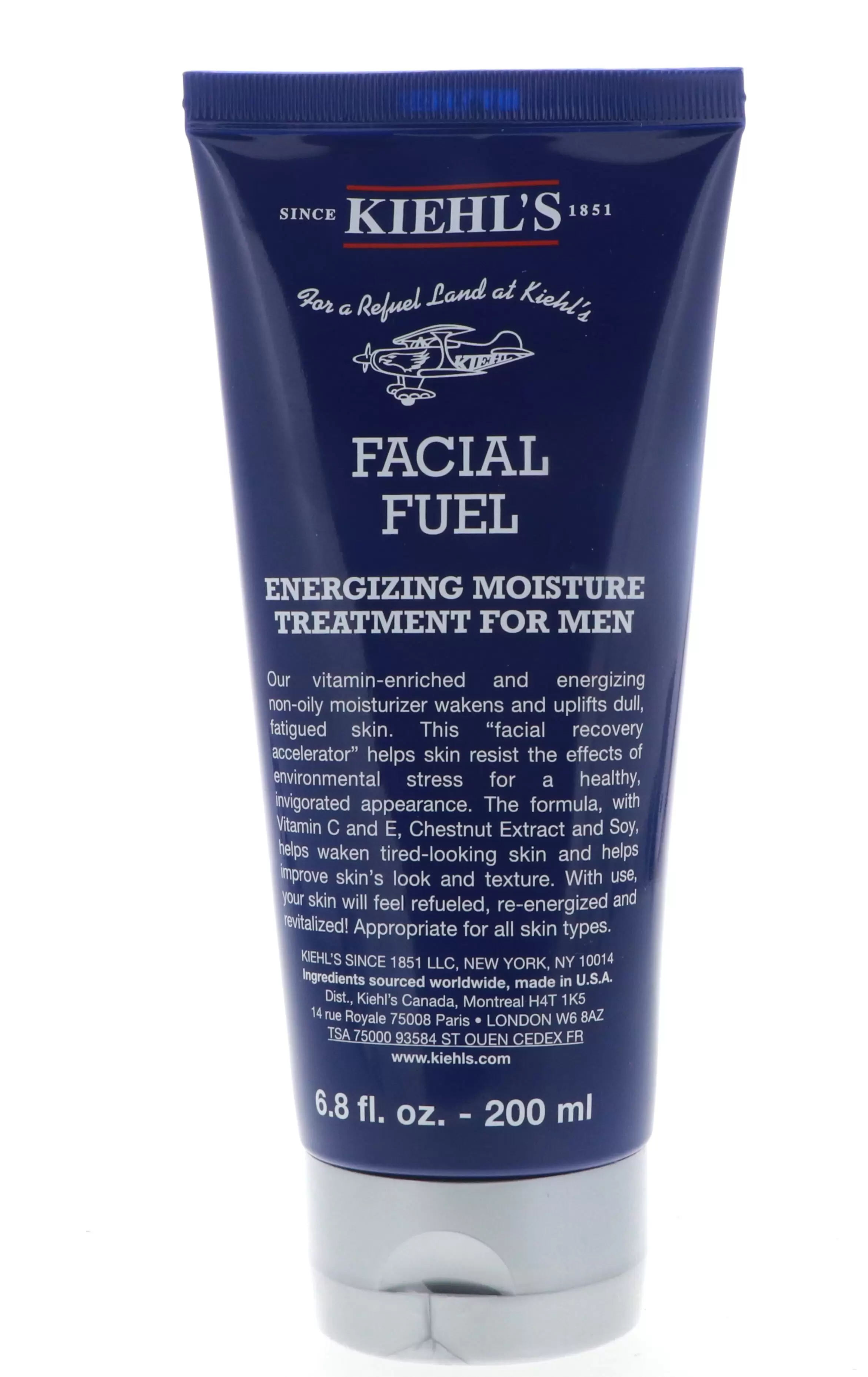 Kiehl's Facial Fuel Moisture Treatment for Men Skin Feel Refueled 6.8 oz (200ml)