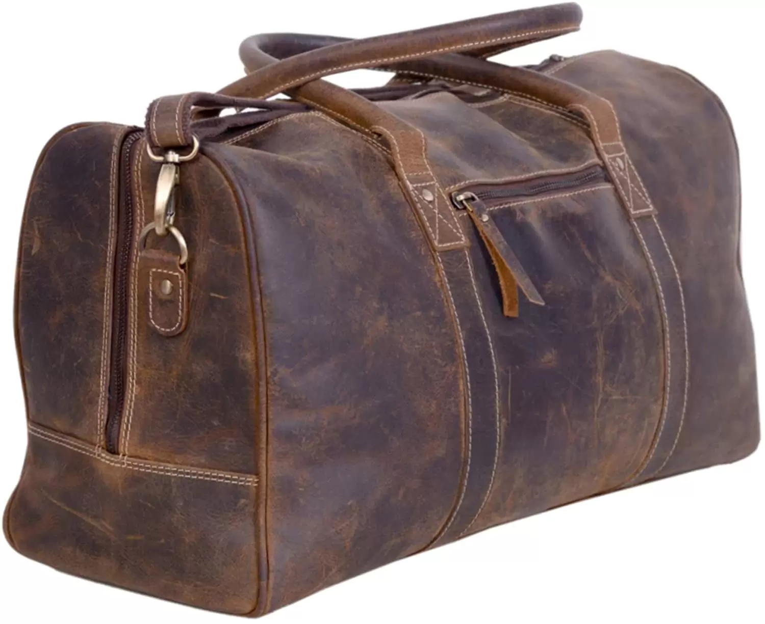 Komalc Leather Travel Bag for Men and Women Weekend Bag Duffle Bag