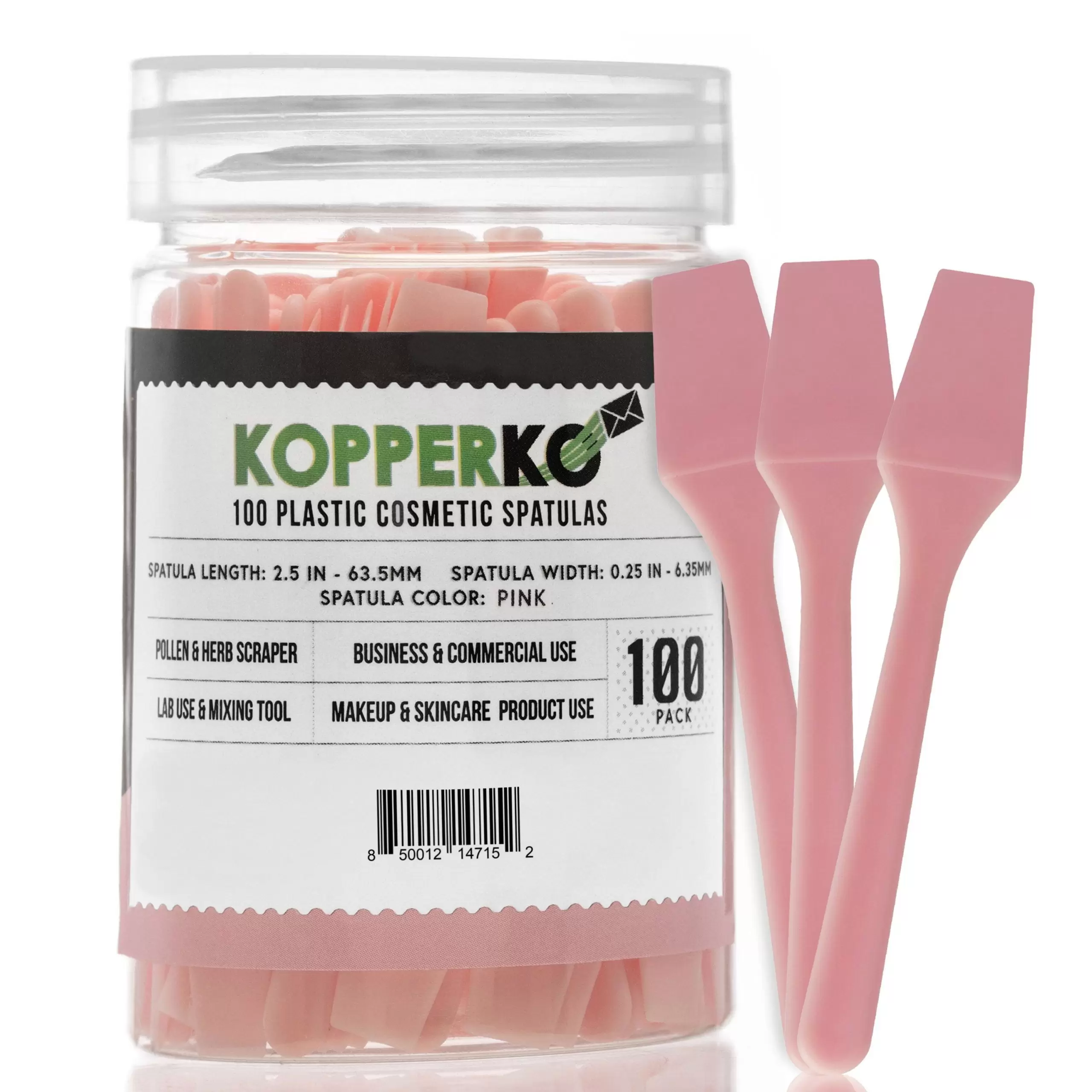 Kopperko 100 Pack 2.5 inch Mini Makeup Spatulas. Plastic Cosmetic Spatulas - Pink