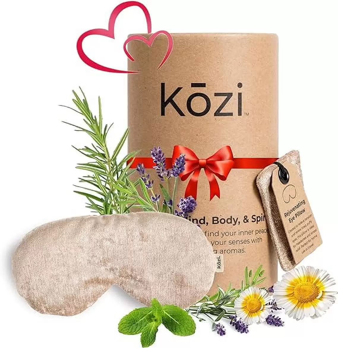 Kozi | Herbal Aromatherapy Goggle Eye Pillow | Ultimate Relaxation for Soothing Muscle Pain. Tension Relief. and Enhanced Sleep | Heated Eye Mask for Dry Eyes. Cooling Sleep Mask | Jute