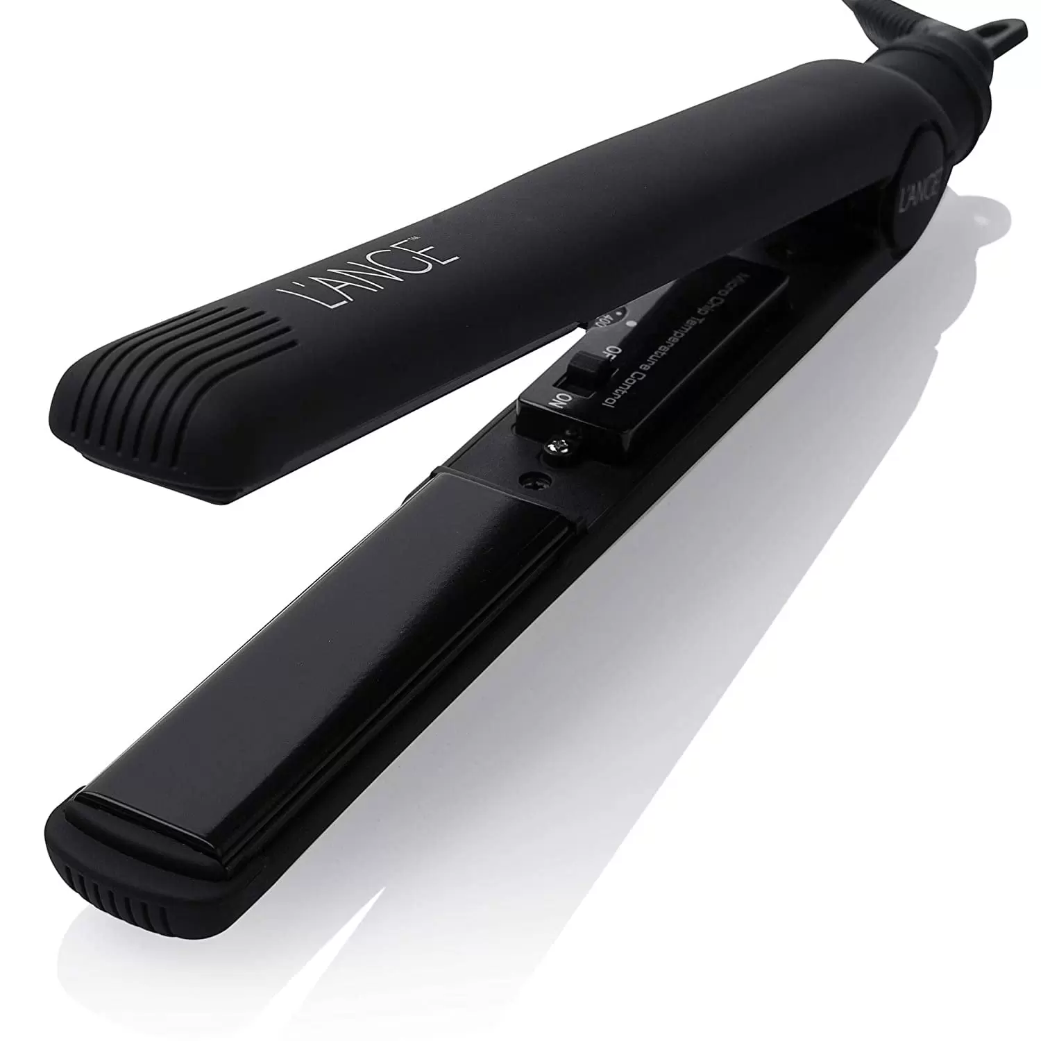 L'ange Hair Aplatir Black Tourmaline Ceramic Flat Iron. Dual Voltage Temperature Control Infused Ion Hair Straightener for Hair. 1 Ionic Infusion Floating Plates with Curved Edges