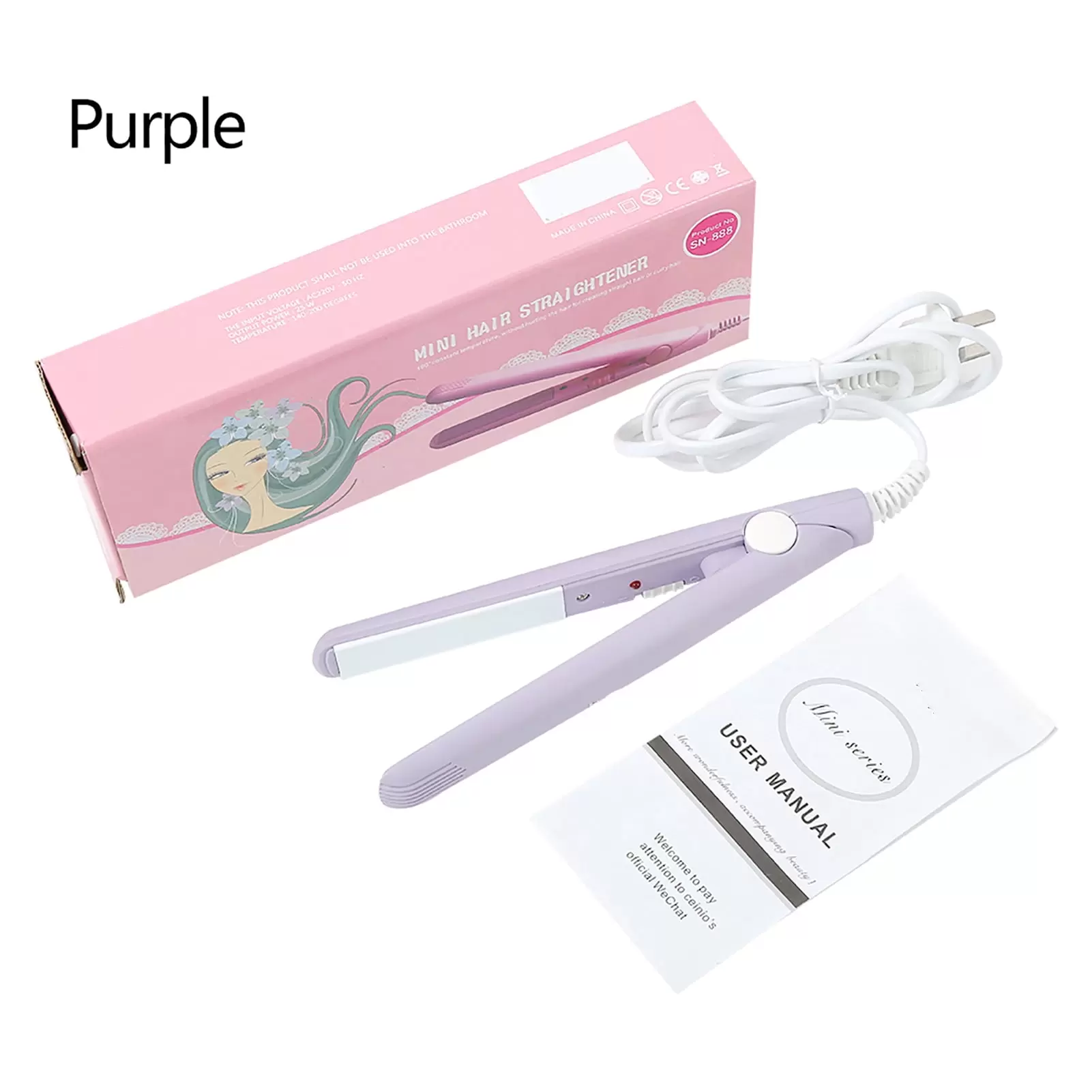 LAFGUR 2 in 1 Hair Straightener Curling Iron. Ceramic Tourmaline Ionic Plate Wave Flat Iron Travel Size Mini Bangs Hair Straightener Beauty Specially for See-through Bangs