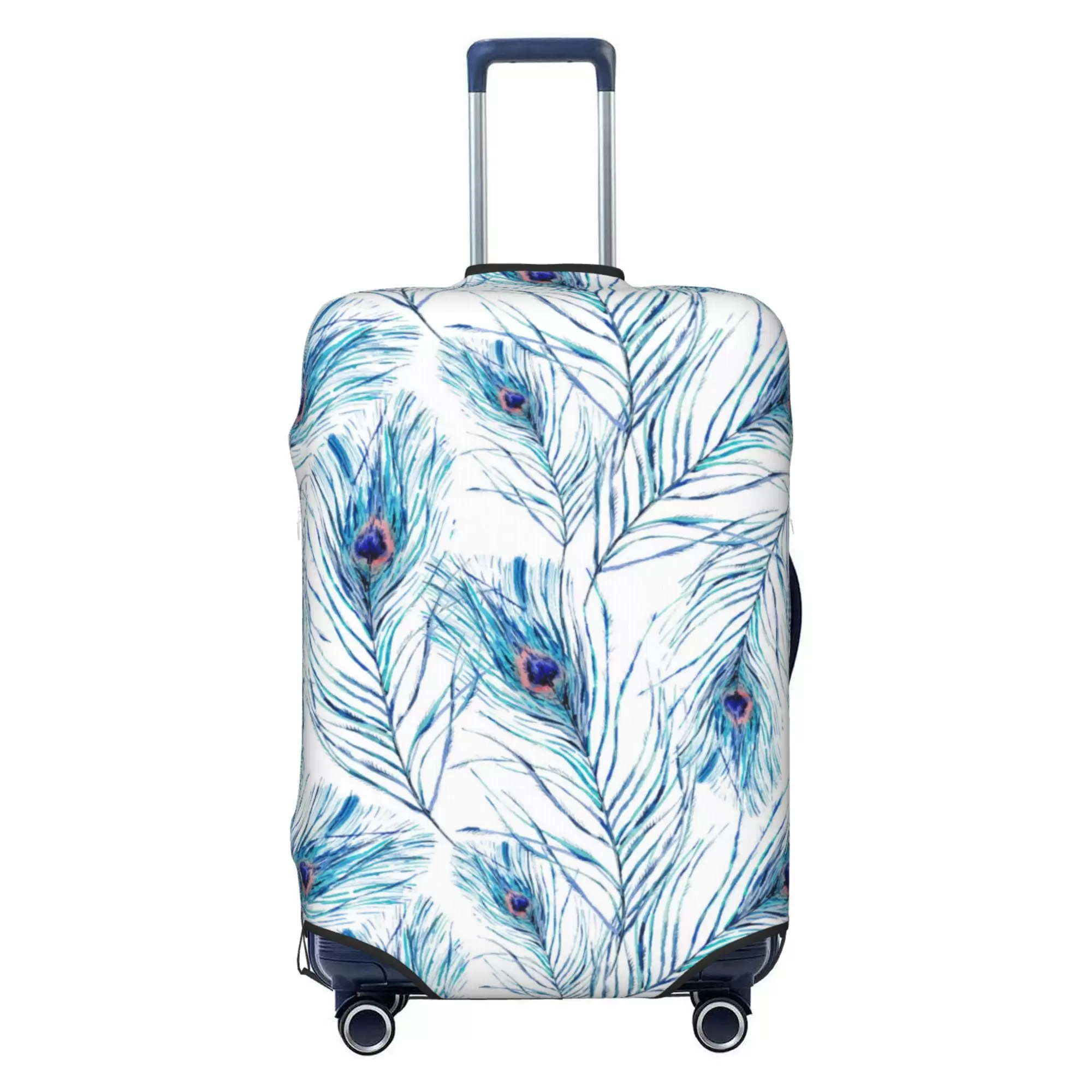 LAKIMCT Abstract Peacock Feathers Elastic Luggage Cover with Concealed Zipper. Washable Stretch Suitcase Cover Protector for Travel Vacation Business Trip. S(18-21 inch Suitcase)