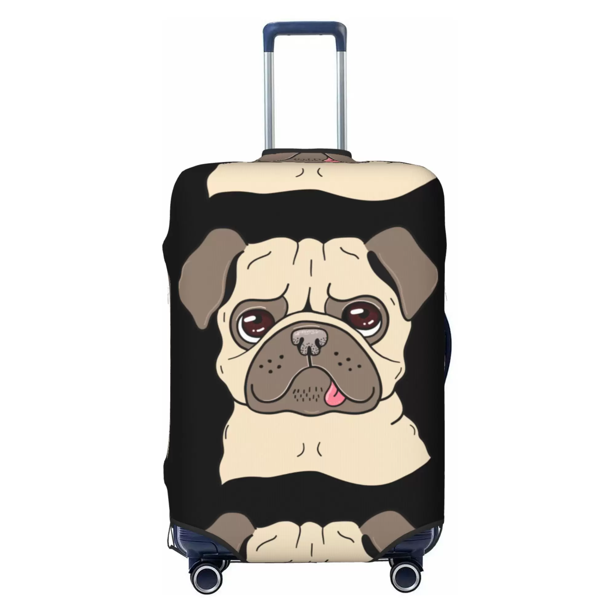 LAKIMCT Striped Dog Elastic Luggage Cover with Concealed Zipper. Washable Stretch Suitcase Cover Protector for Travel Vacation Business Trip. S(18-21 inch Suitcase)