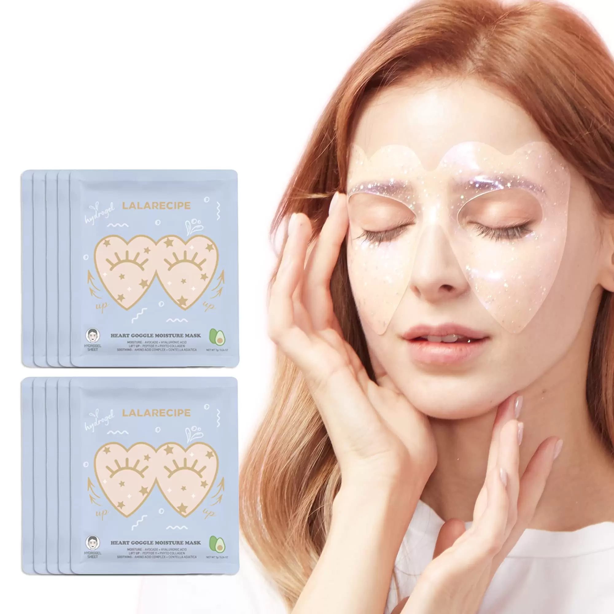 LALARECIPE Avocado Heart-Shaped Under Eye Masks | Pack of 10 | Hydrogel Eye Patches with Collagen & Hyaluronic Acid - Hydrating. Cooling & Revitalizing | Reduce Dark Circles. Puffiness & Wrinkles