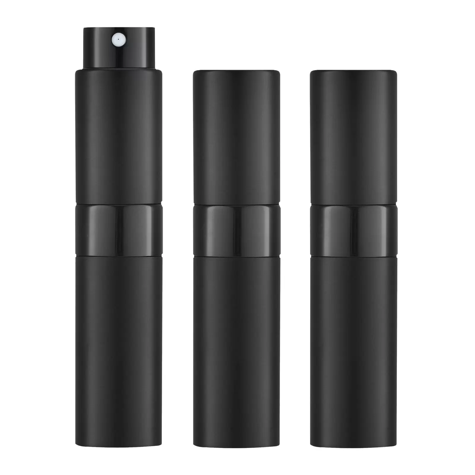 LISAPACK 8ML Atomizer Perfume Spray Bottle for Travel (3 PCS) Empty Cologne Dispenser. Portable Sprayer (Black)