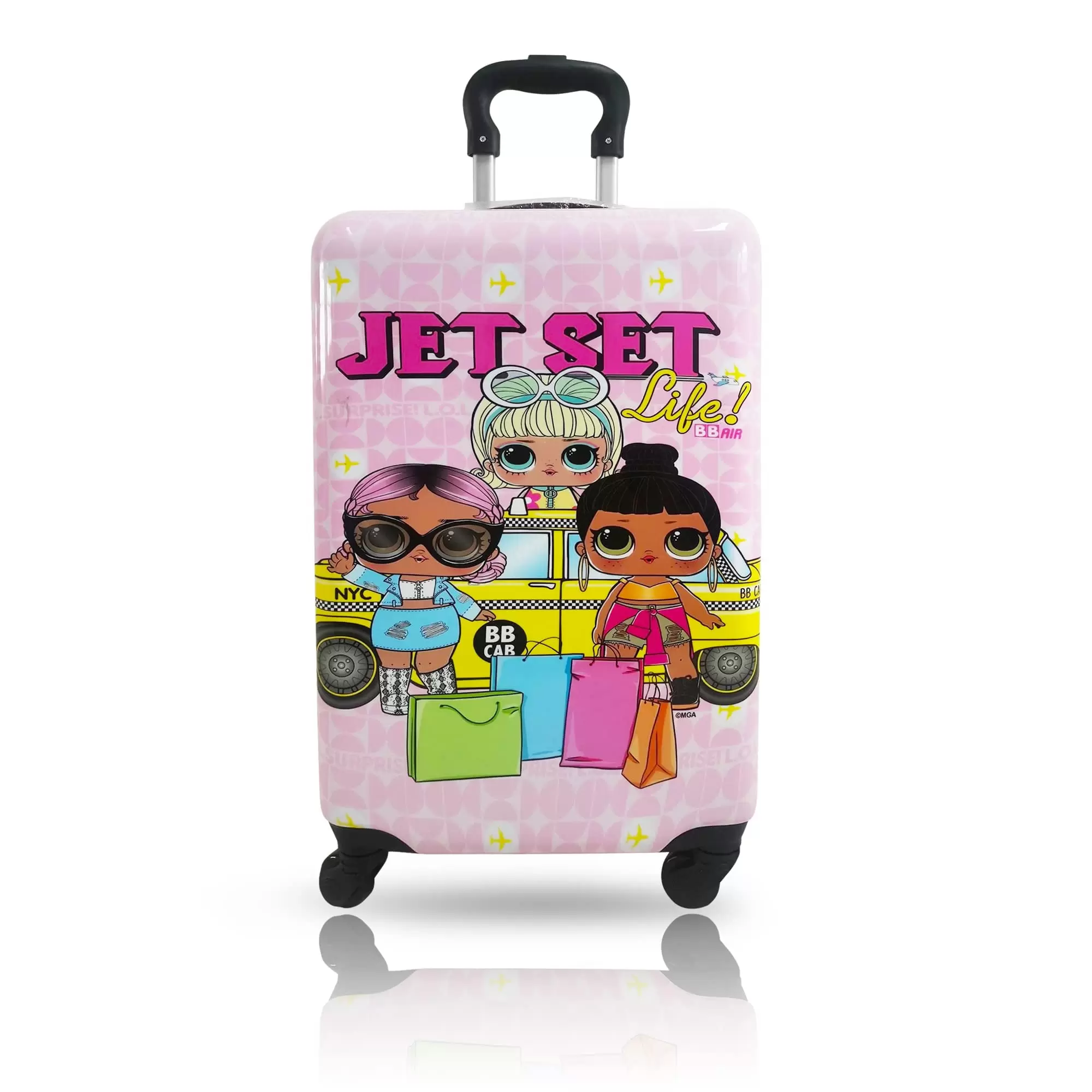 LOL Surprise Jet Set Overprinted Multicolor Hardside Spinner Luggage for Kids-20 inch Carry-on Suitcase