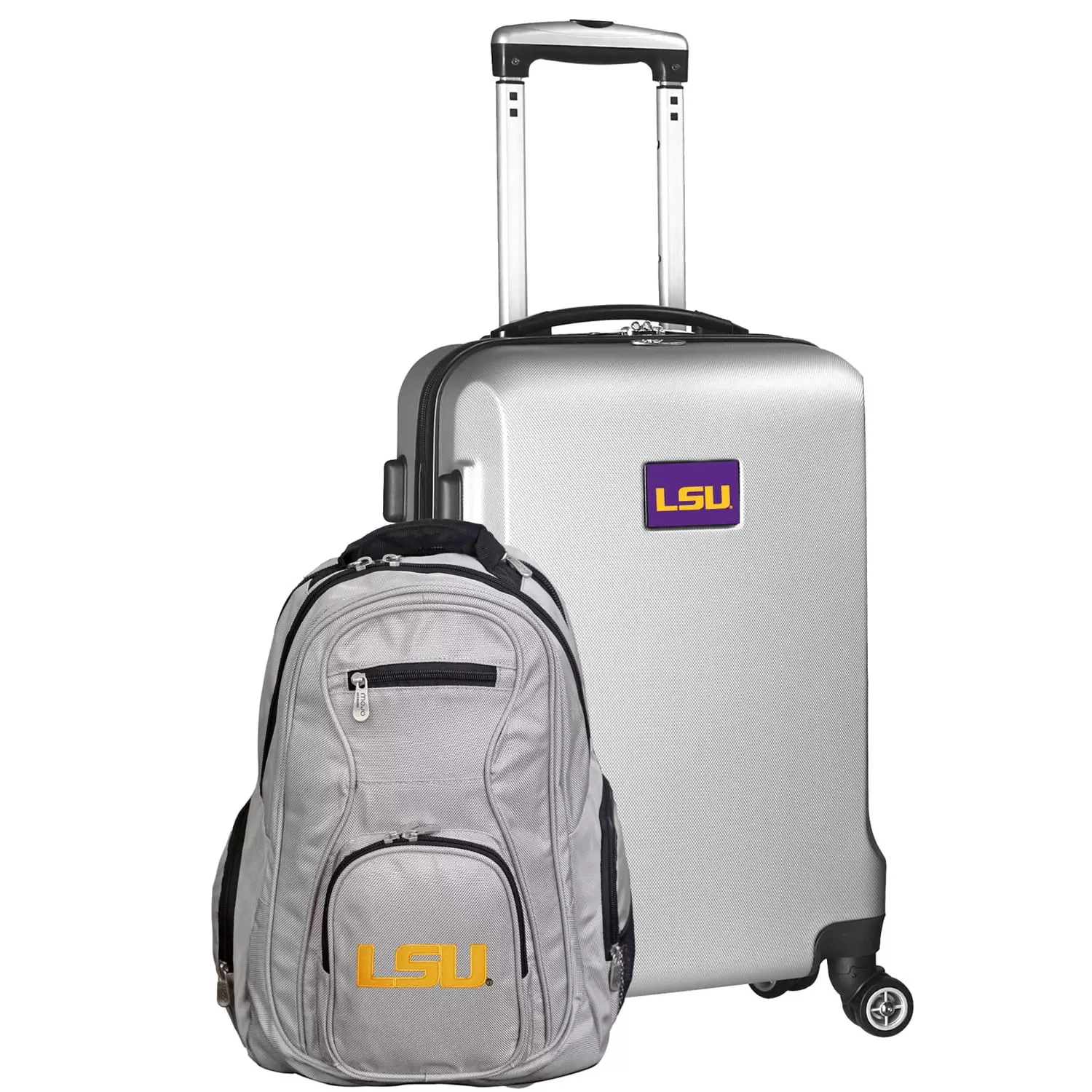 LSU Tigers Deluxe 2-Piece Backpack and Carry-On Set - Silver