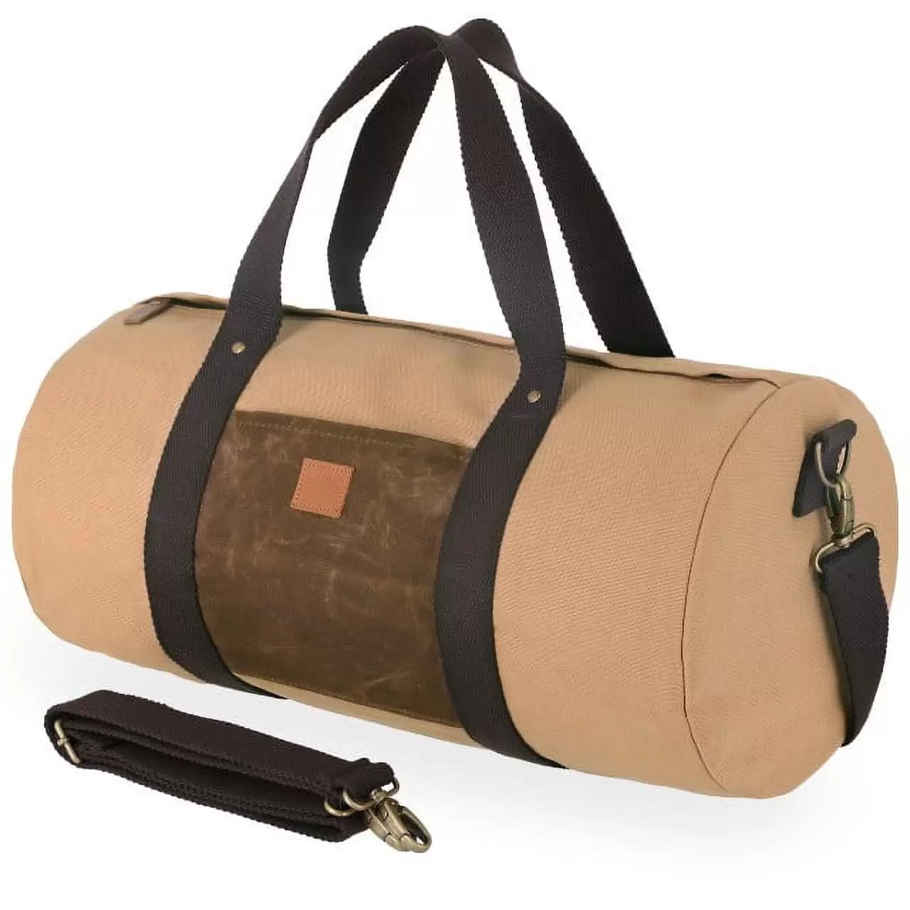 Lakelynn Harbor Duffel Bag Vintage Military-Style Canvas Barrel Sports Gym Overnight Travel Weekender Duffle Bag with Wax Canvas Pocket