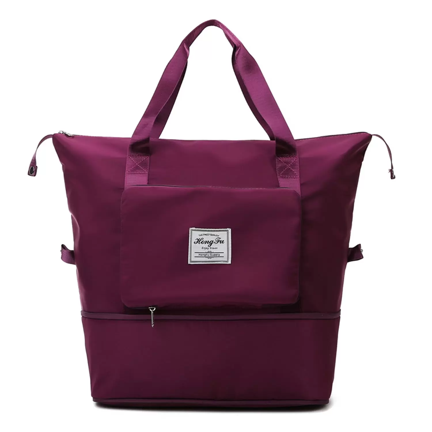 Large Capacity Travel Tote Bag. Waterproof Shoulder Weekender Bag for Women and Men .Foldable and Expandable Bag Lightweight and Easy Carry on.Magenta