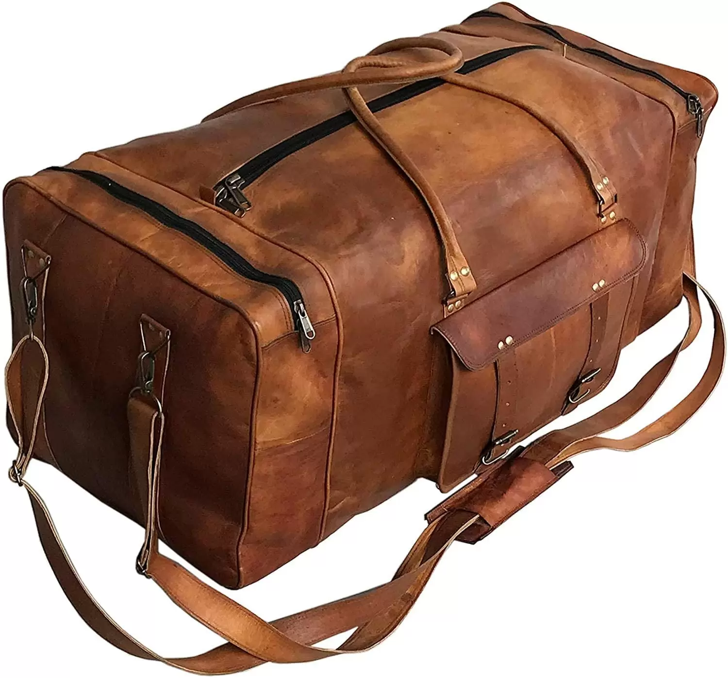 Large Leather 32 Inch Luggage Handmade Duffel Bag Carryall Weekender Travel Duffel