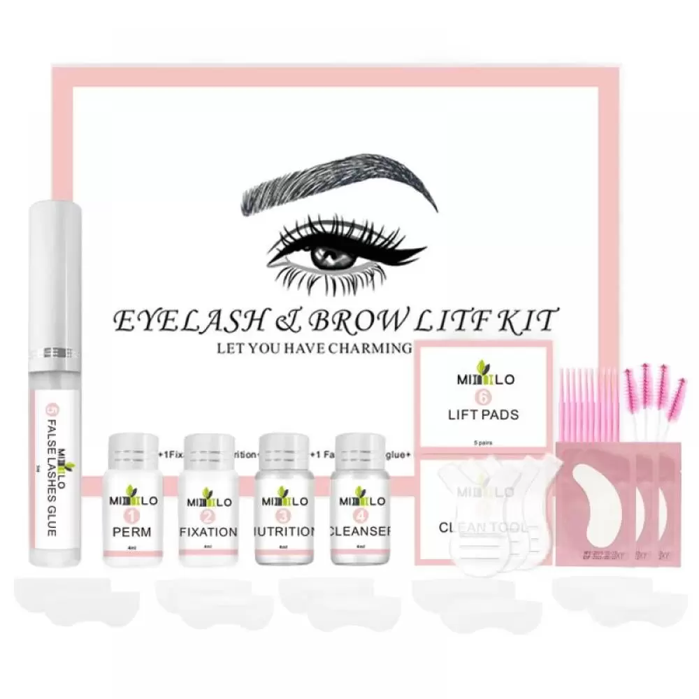 Lash Lift and Tint Kit. Brow Lamination and Tint Kit. Professional Semi-Permanent Eyelash & Eyebrow 2-IN-1 Perm and Dye Kit Long Lasting for 8 Weeks. Suitable for Salon & Home Use