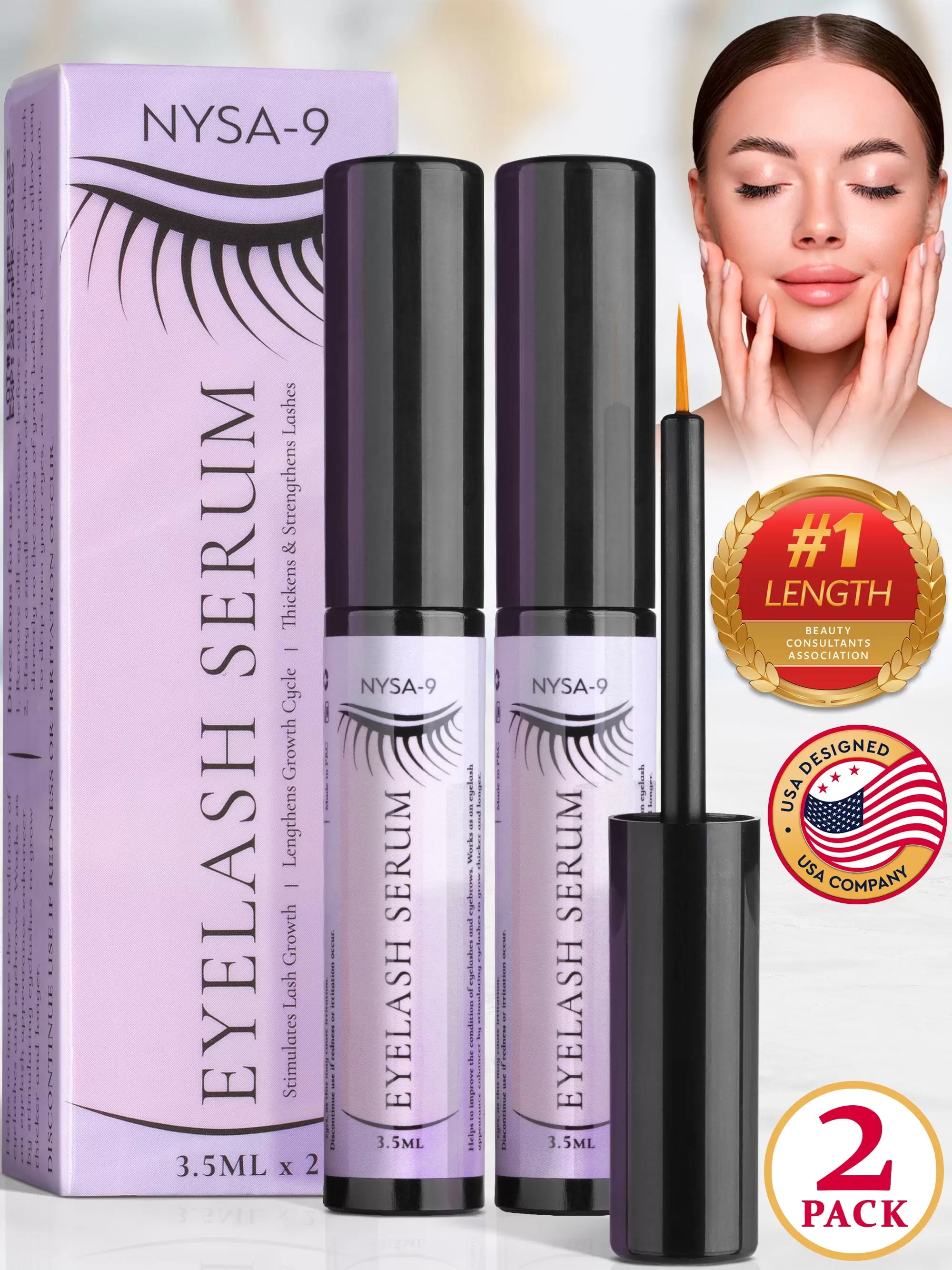 Lash Serum (2 Pack. 3.5 ml each). Eyelash Growth Booster for Longer. Thicker Lashes by Nysa-9