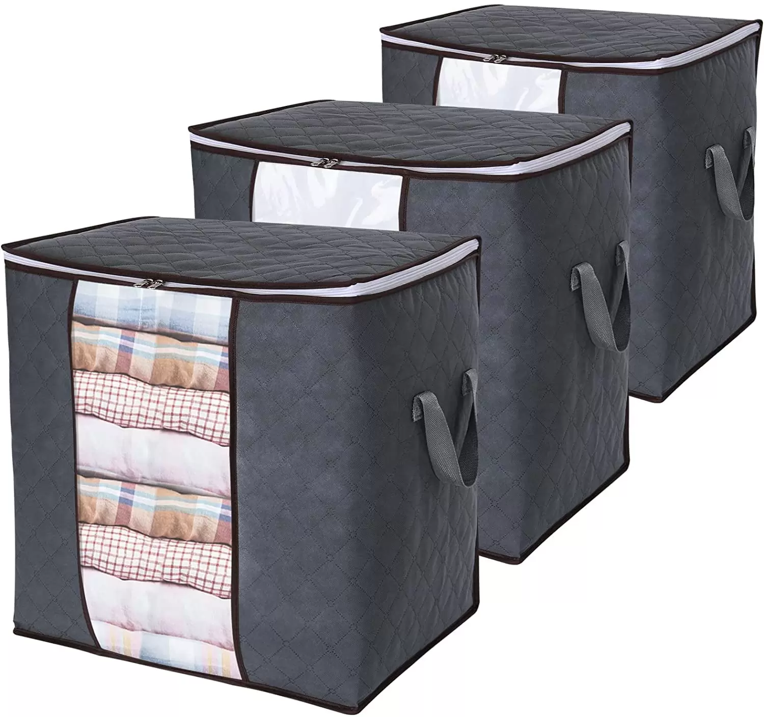 Lifewit Clothes Storage Bag 90L Large Capacity Organizer for Bedroom Storage. 3 Pack. Gray