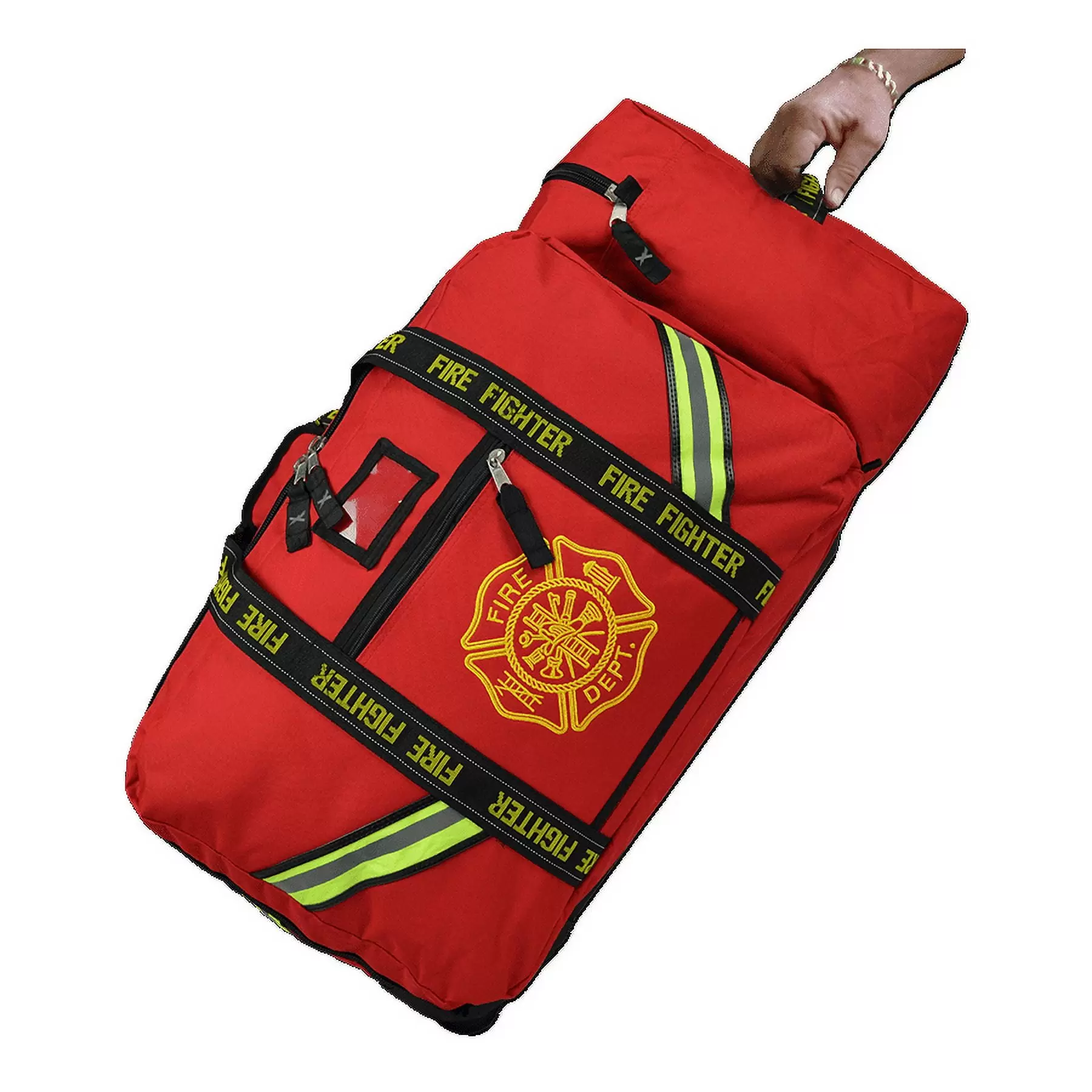 Lightning X Fireman's Value Edition XL Firefighter Step-In Turnout Gear Bag w/ Wheels. Helmet Pocket & Maltese Cross for First Responder