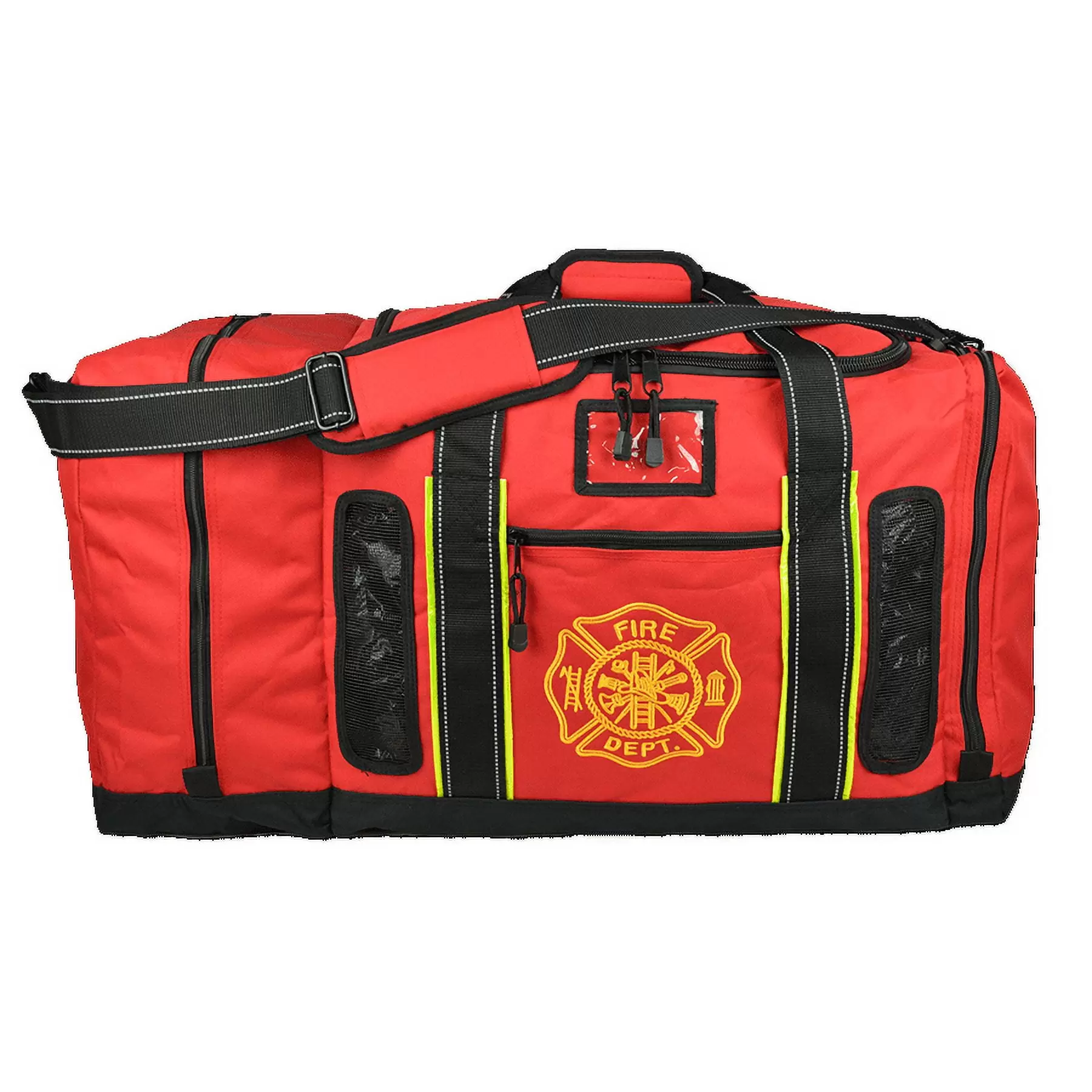 Lightning X Quad-Vent Firefighter Turnout Gear Bag - Top Load w/ Helmet Compartment. Mesh Vents & Maltese Cross - RED