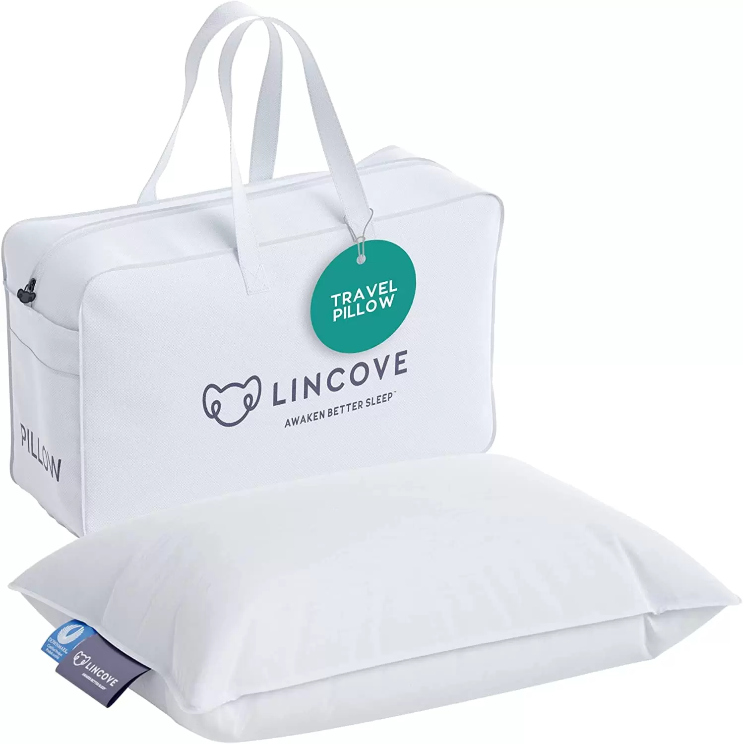 Lincove Canadian Down Feather Travel Pillow Soft Luxury Traveling Pillows for Sleeping. 12 x 16