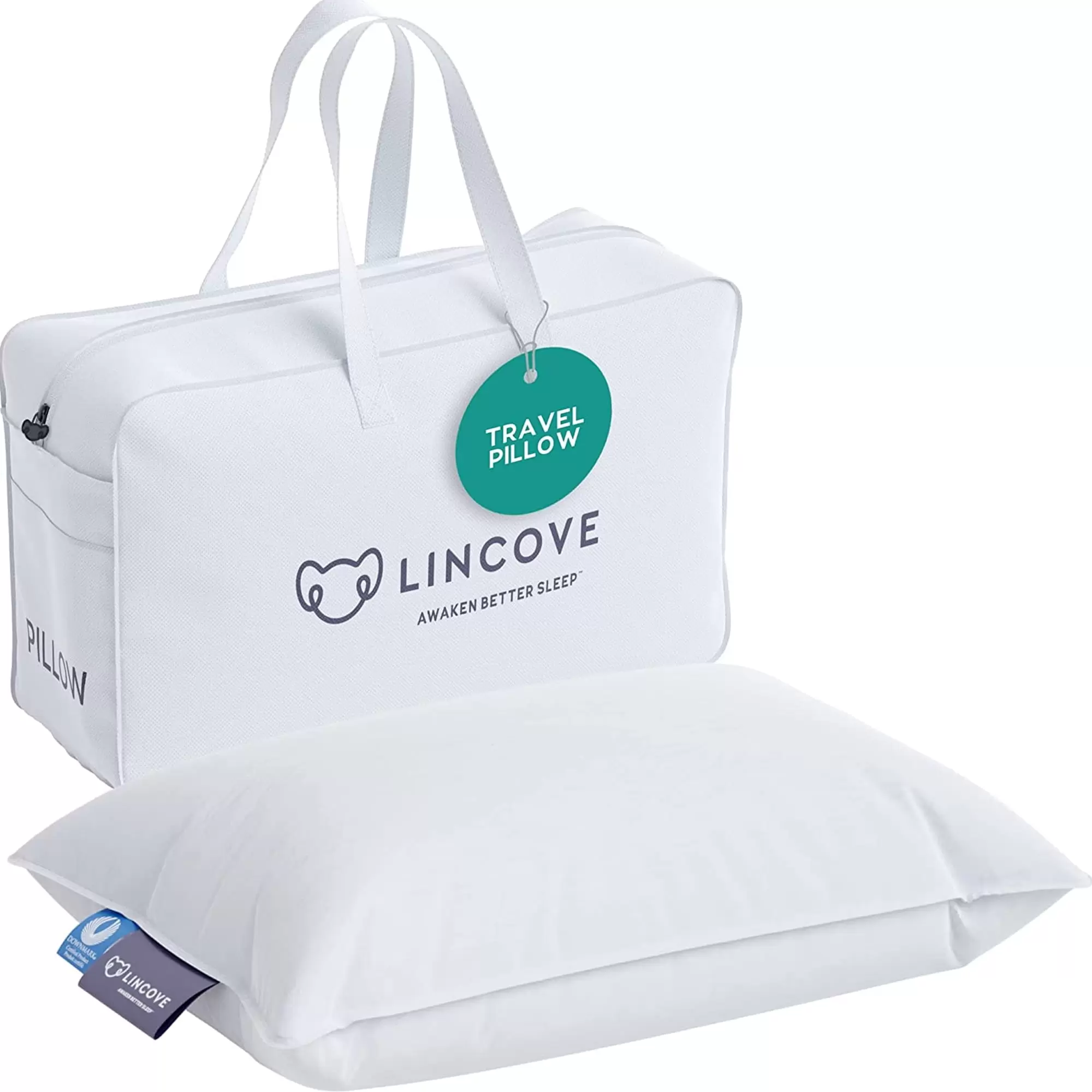 Lincove Canadian Down Feather Travel Pillow Soft Luxury Traveling Pillows for Sleeping. 13 x 18