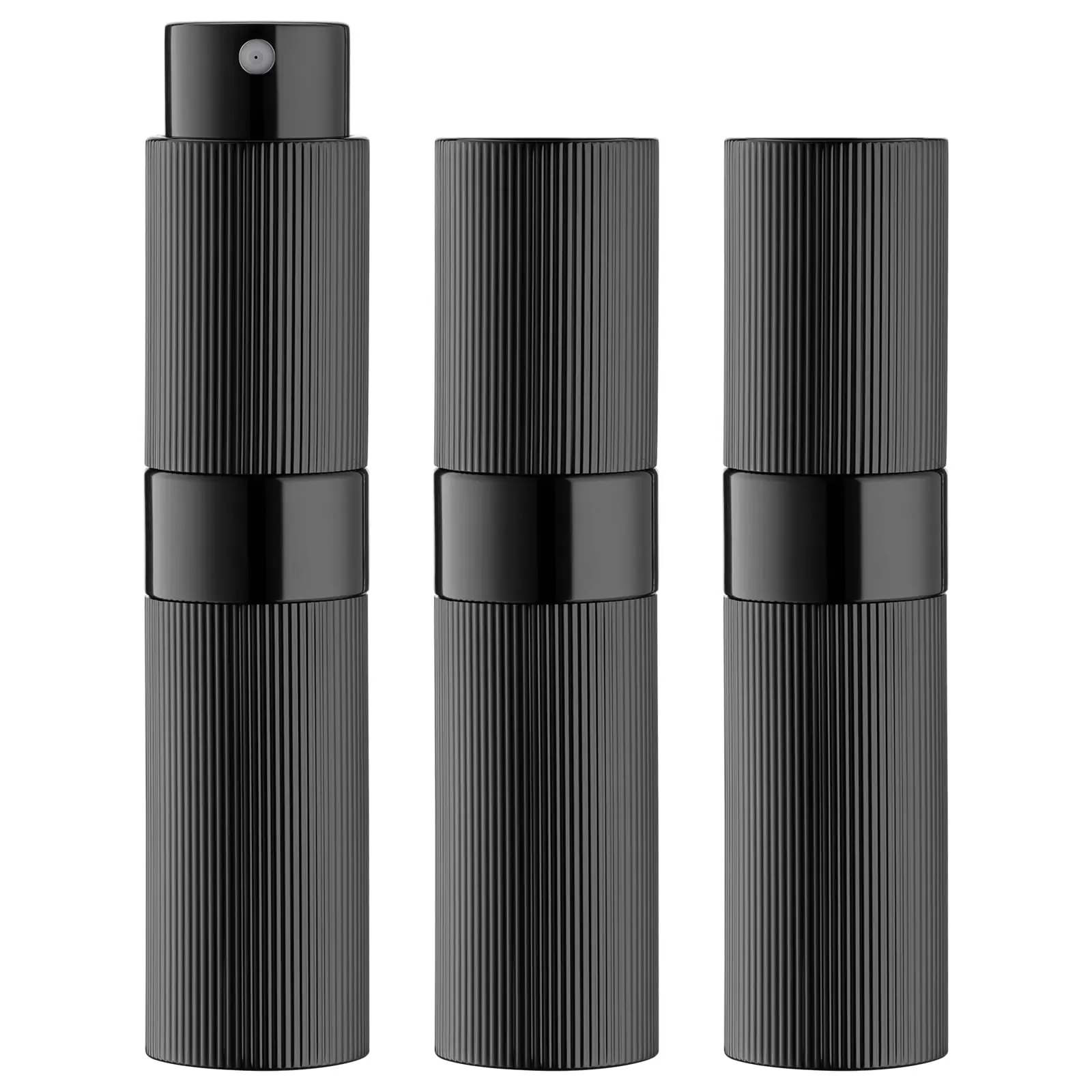 Lisapack 8ML Atomizer Perfume Spray Bottle for Travel (3PCS). Empty Refillable Cologne Dispenser. Portable Sprayer (Stripe Black)