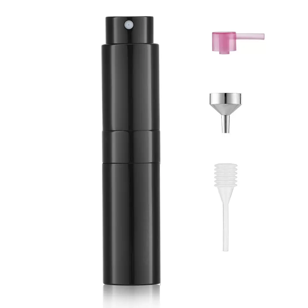 Lisapack 8ML Atomizer Perfume Spray Bottle for Travel. Empty Refillable Cologne Dispenser. Portable Sprayer (Matte Black)