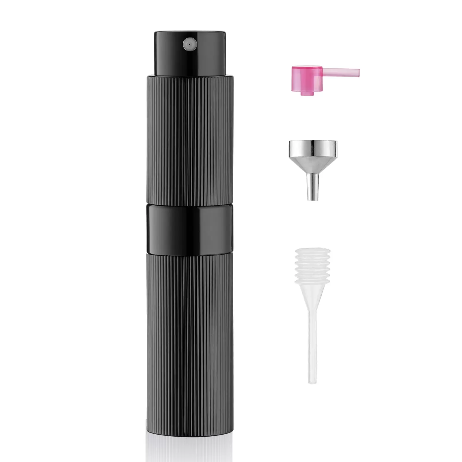 Lisapack 8ML Atomizer Perfume Spray Bottle for Travel. Empty Refillable Cologne Dispenser. Portable Sprayer (Stripe Black)