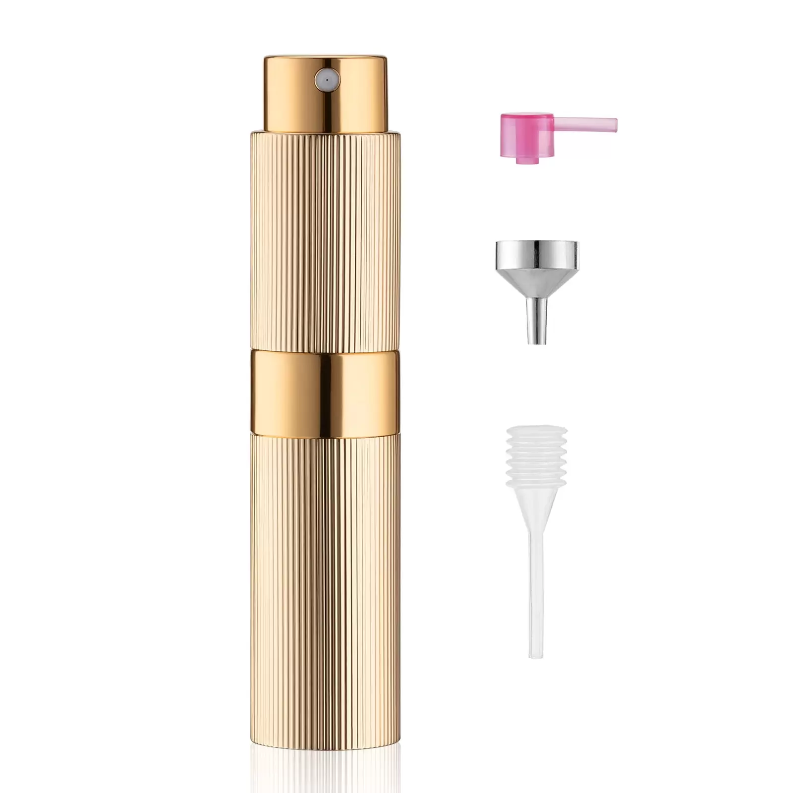 Lisapack 8ML Atomizer Perfume Spray Bottle for Travel. Empty Refillable Cologne Dispenser. Portable Sprayer (Stripe Gold)